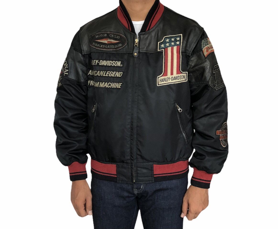 Harley Davidson Vintage 90s OG Harley Davidson Motorcycle Bombers Mix Jacket Size US M / EU 48-50 / 2 - 1 Thumbnail