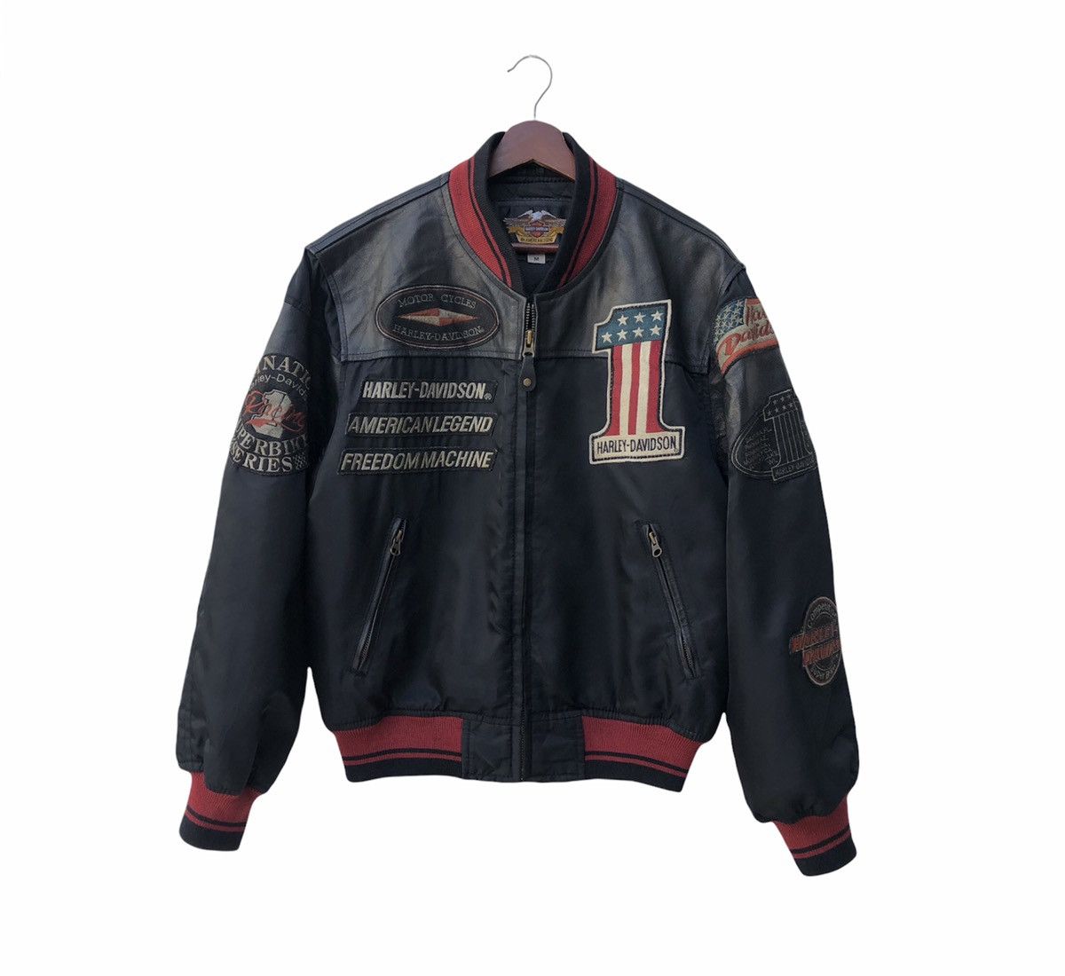 Harley Davidson Vintage 90s OG Harley Davidson Motorcycle Bombers Mix Jacket Size US M / EU 48-50 / 2 - 4 Thumbnail
