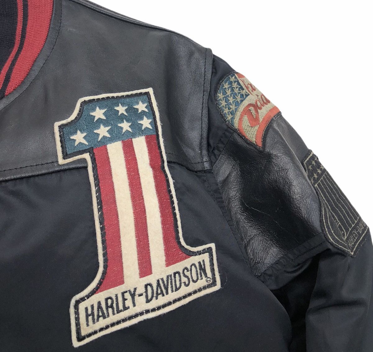Harley Davidson Vintage 90s OG Harley Davidson Motorcycle Bombers Mix Jacket Size US M / EU 48-50 / 2 - 11 Thumbnail