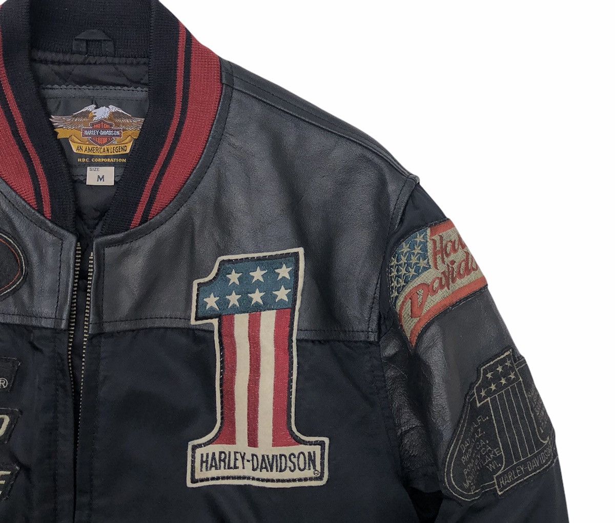 Harley Davidson Vintage 90s OG Harley Davidson Motorcycle Bombers Mix Jacket Size US M / EU 48-50 / 2 - 9 Thumbnail