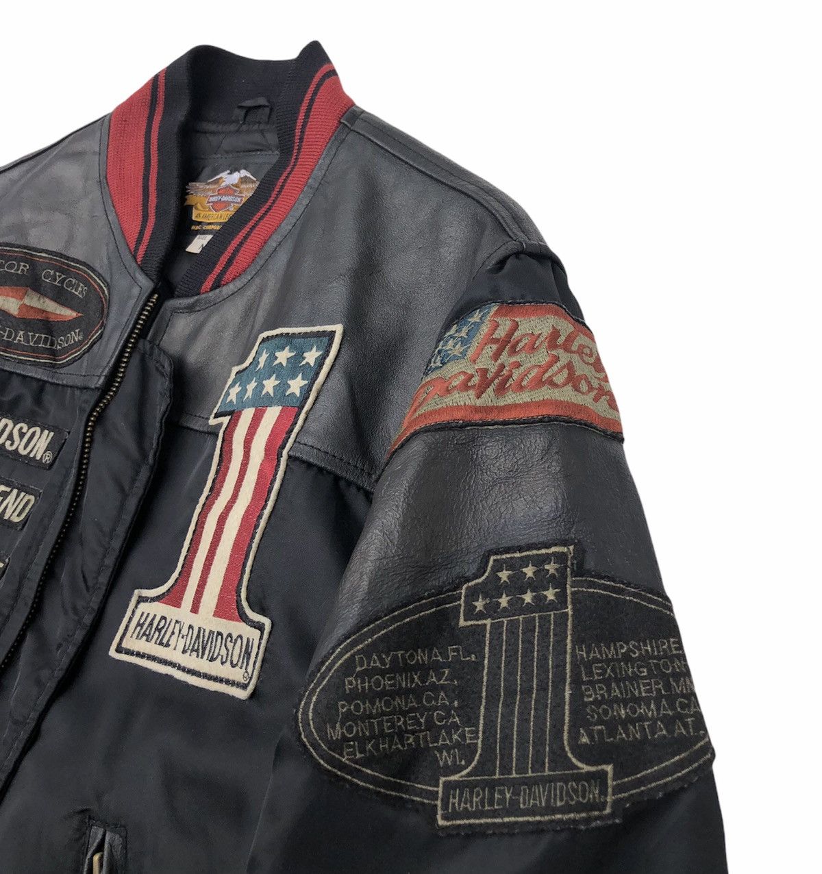 Harley Davidson Vintage 90s OG Harley Davidson Motorcycle Bombers Mix Jacket Size US M / EU 48-50 / 2 - 13 Thumbnail