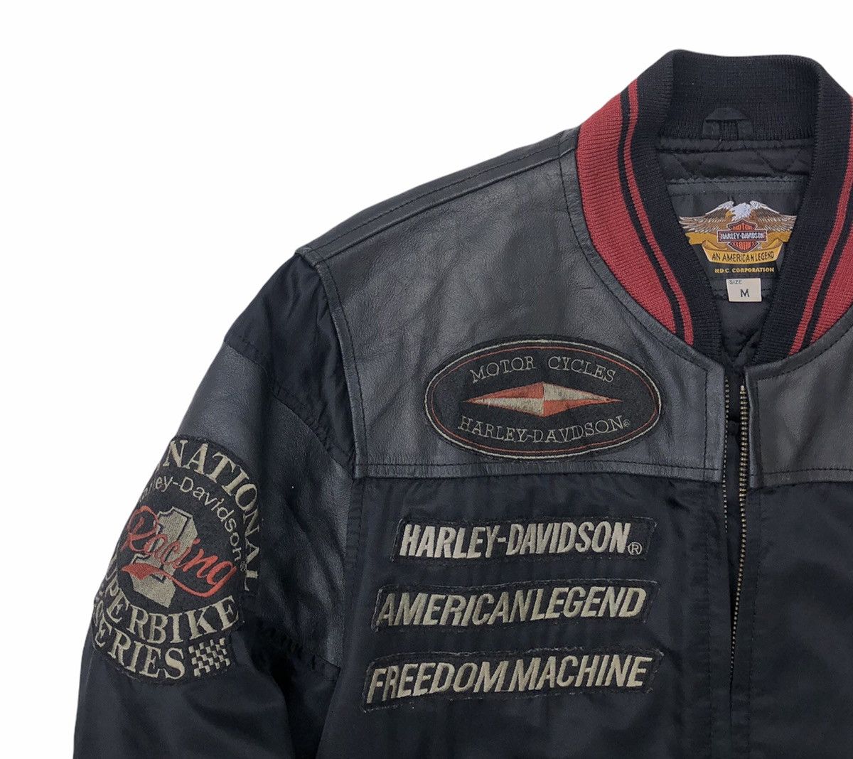 Harley Davidson Vintage 90s OG Harley Davidson Motorcycle Bombers Mix Jacket Size US M / EU 48-50 / 2 - 10 Thumbnail