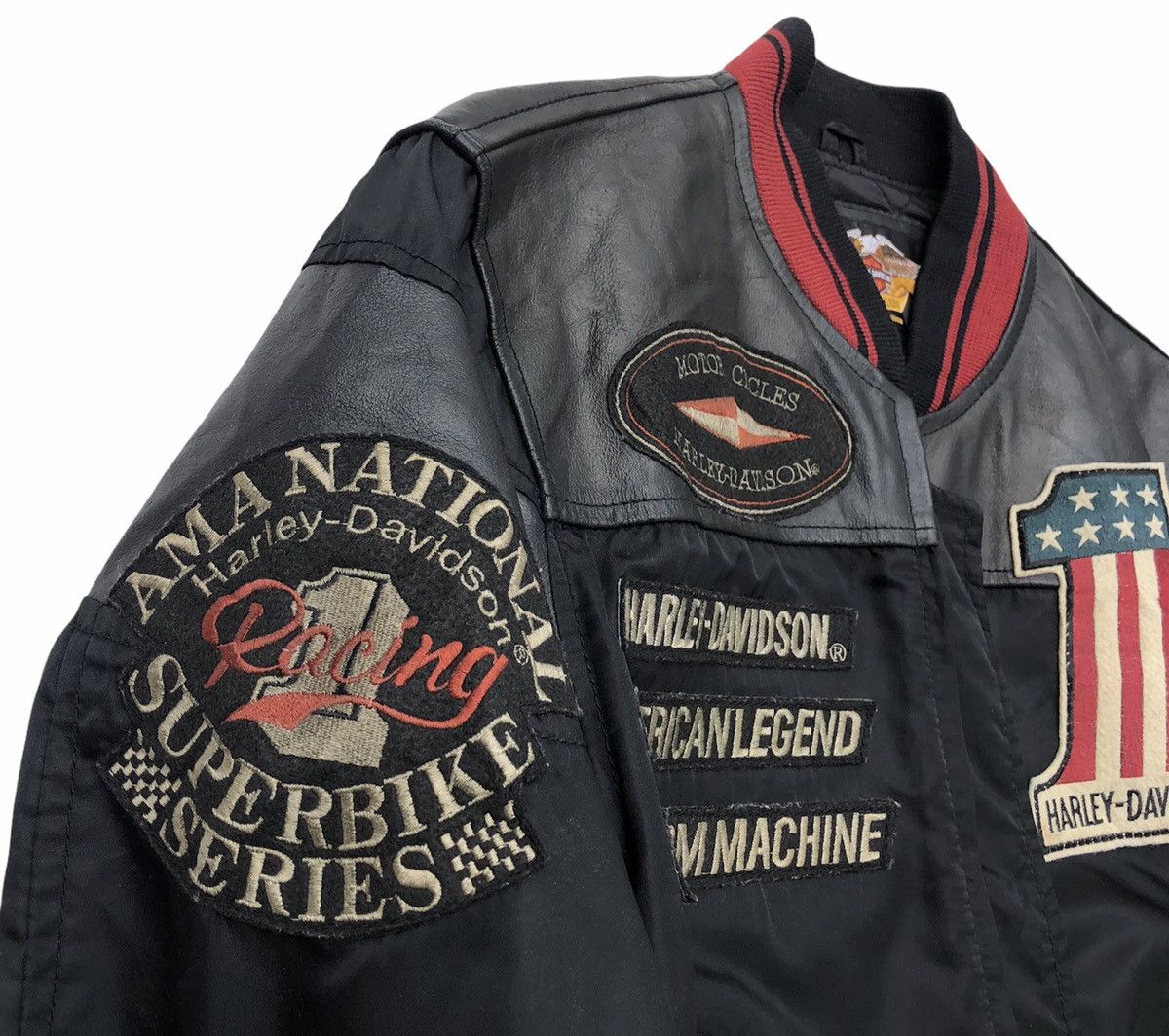 Harley Davidson Vintage 90s OG Harley Davidson Motorcycle Bombers Mix Jacket Size US M / EU 48-50 / 2 - 12 Thumbnail