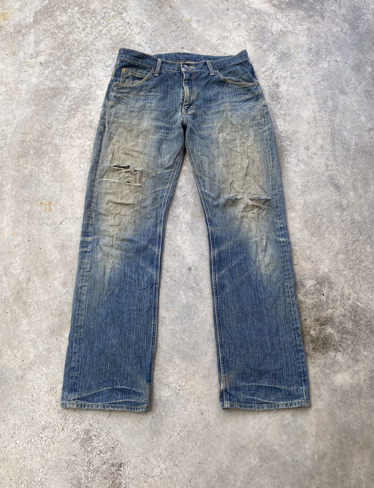 Lee × Vintage 🔥VINTAGE LEE RIDERS MADE IN JAPAN DISTRESSED DENIM JEANS Size US 34 / EU 50 - 1 Thumbnail