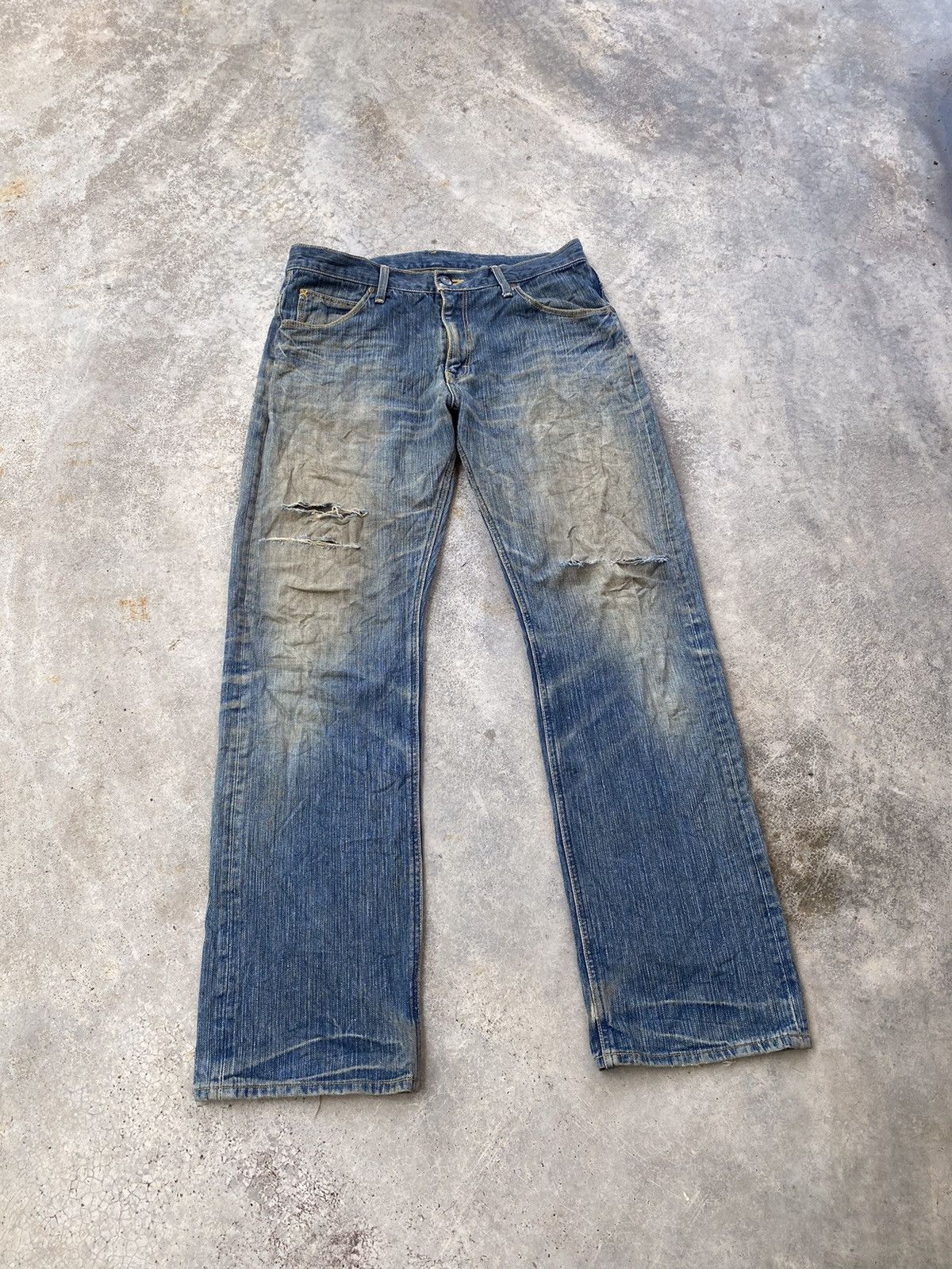 Lee × Vintage 🔥VINTAGE LEE RIDERS MADE IN JAPAN DISTRESSED DENIM JEANS Size US 34 / EU 50 - 3 Thumbnail