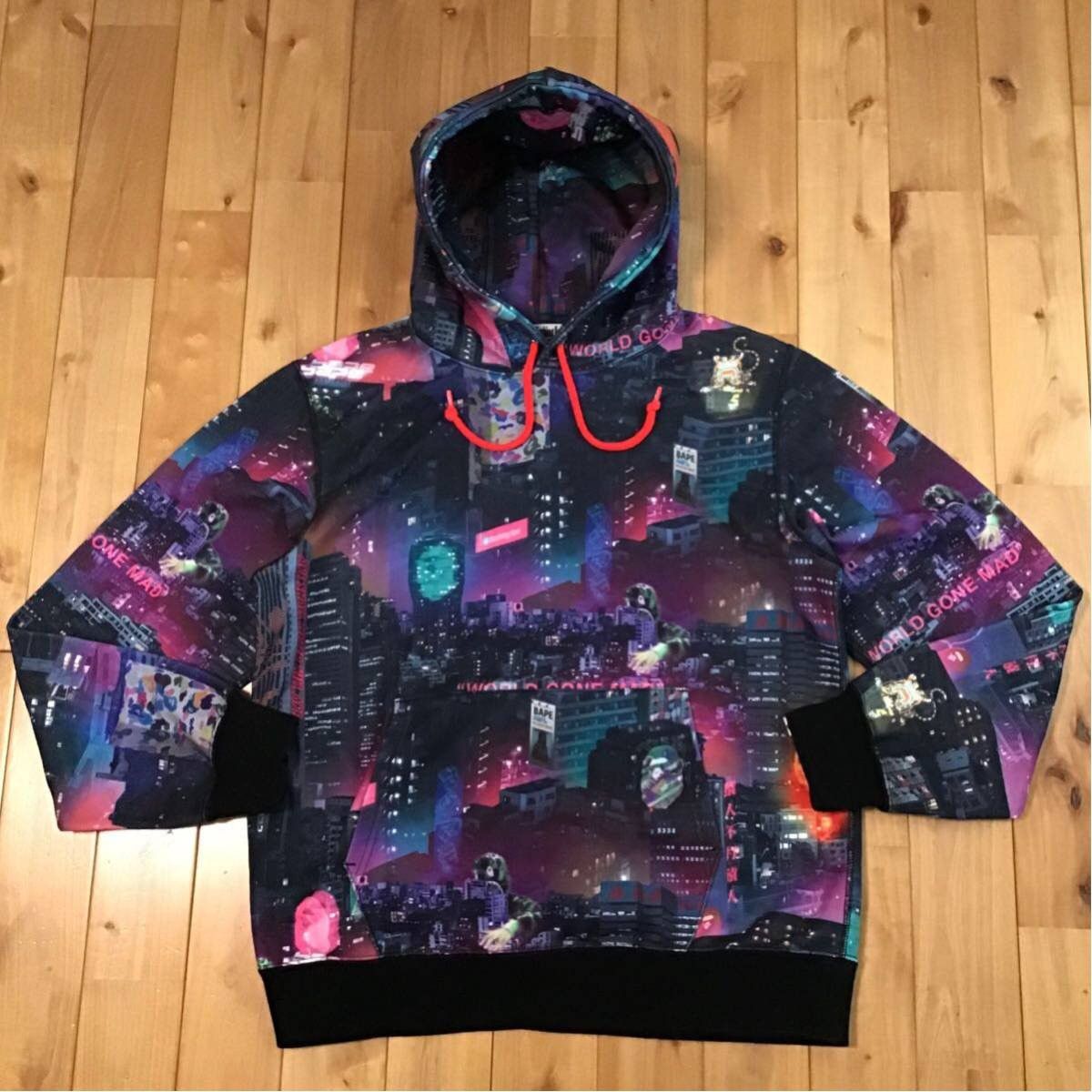 BAPE NEON TOKYO pullover hoodie a bathing ape