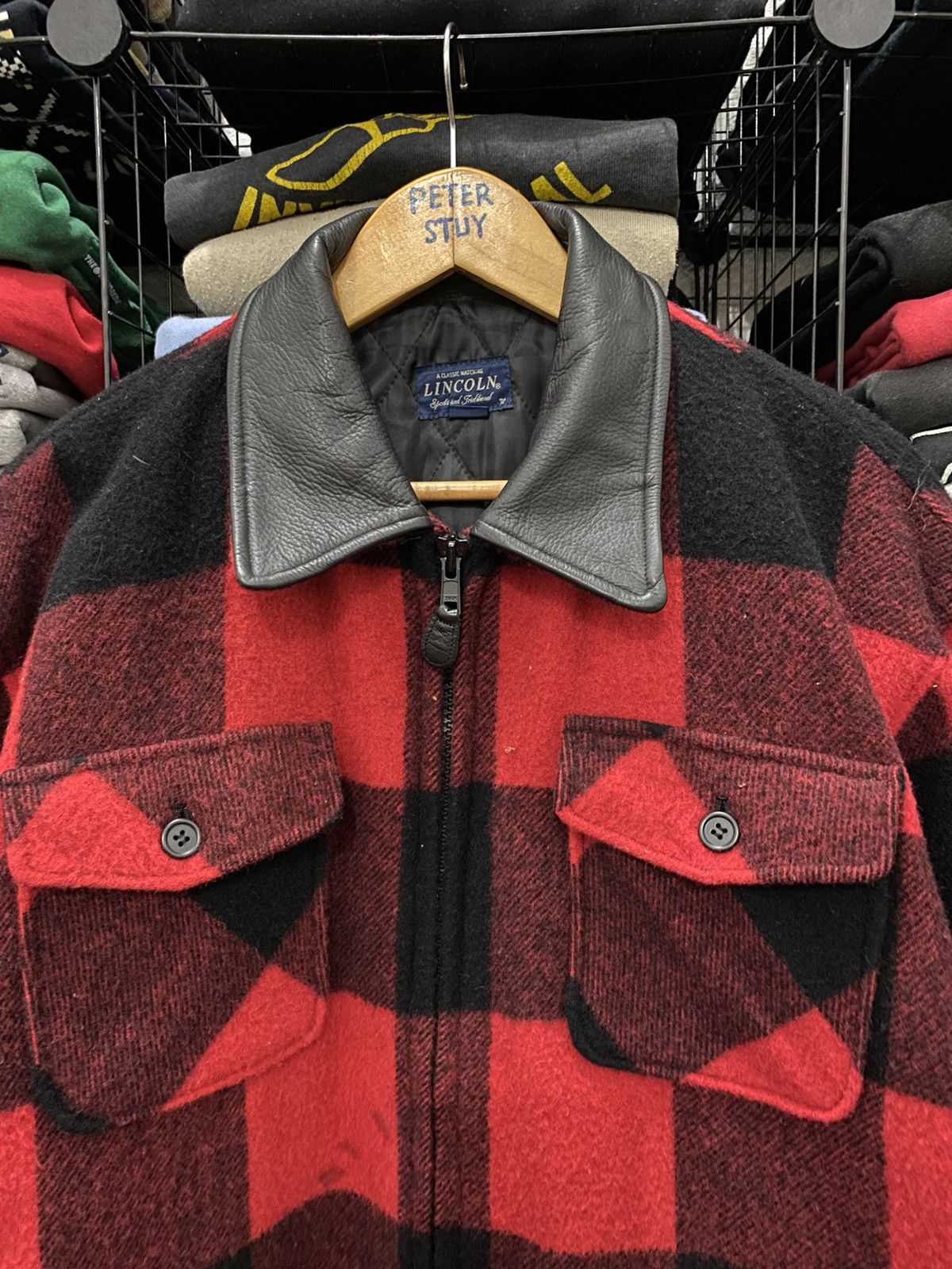 Designer × Flannel × Vintage VINTAGE LINCOLN by TERASHIMA FLANNEL JACKET LEATHER COLLAR Size US M / EU 48-50 / 2 - 5 Thumbnail