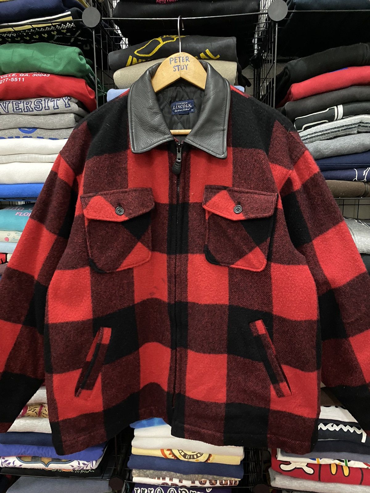 Designer × Flannel × Vintage VINTAGE LINCOLN by TERASHIMA FLANNEL JACKET LEATHER COLLAR Size US M / EU 48-50 / 2 - 2 Thumbnail
