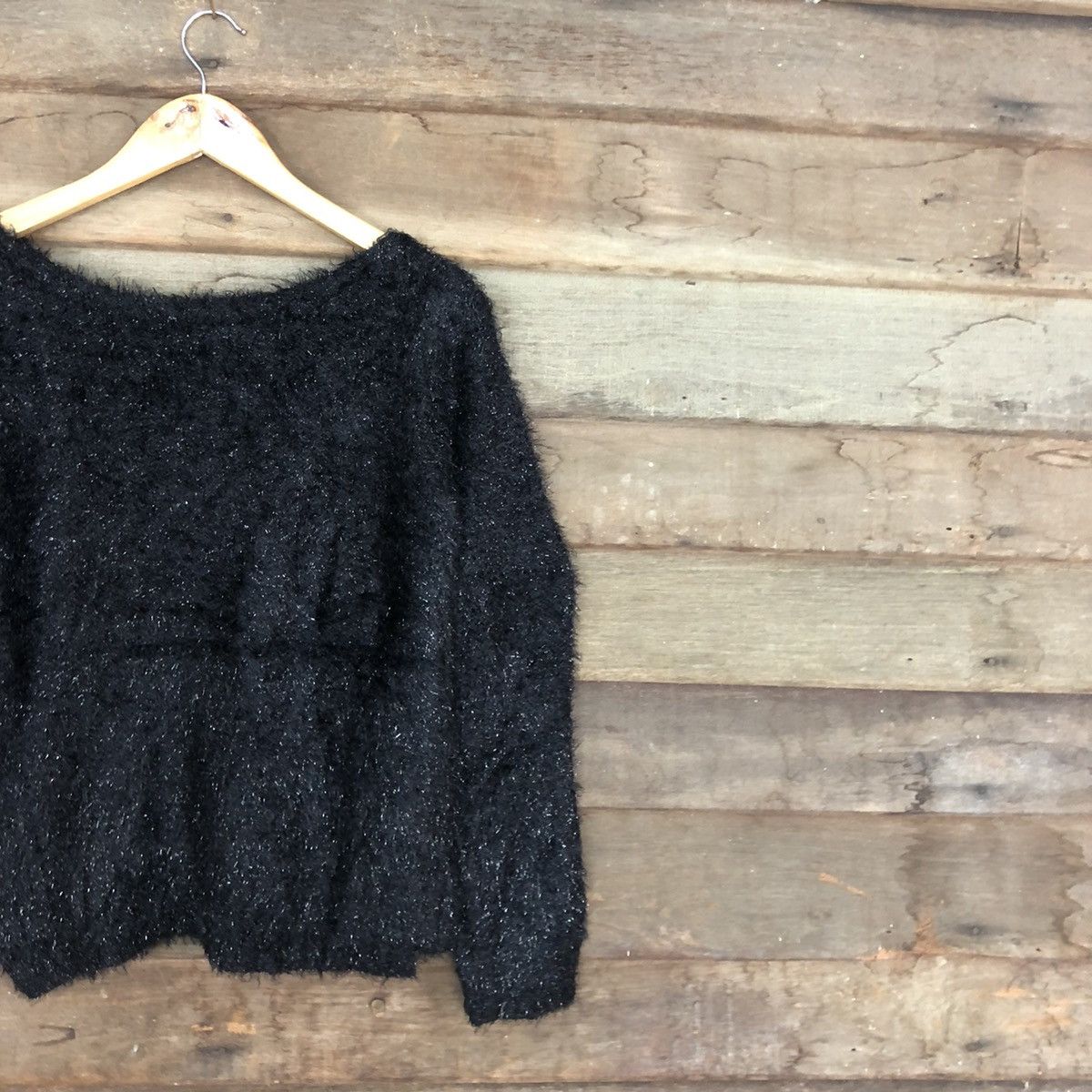 Japanese Brand Japan Black Mohair Shag Shaggy Knitwear #c1068 Size US S / EU 44-46 / 1 - 5 Thumbnail