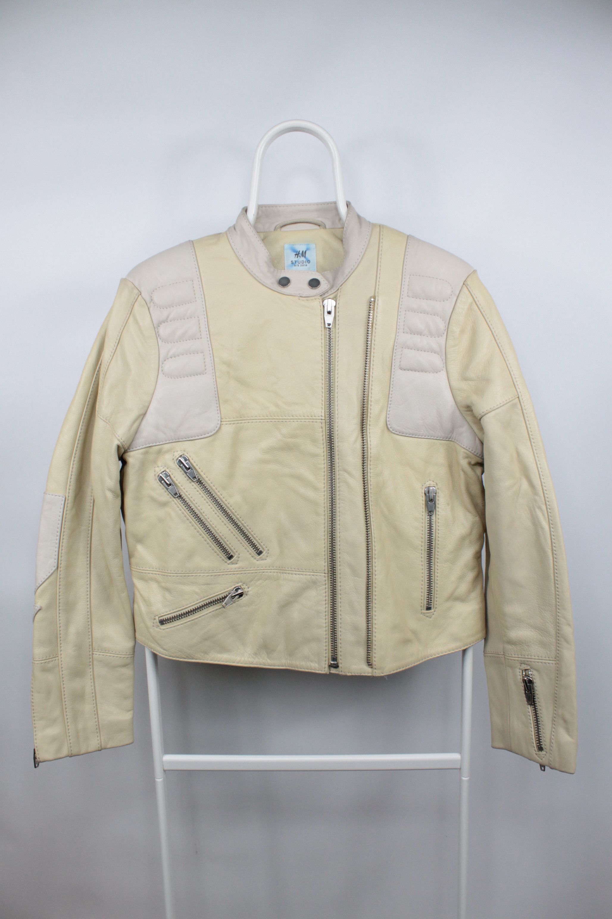 H&M H&M Studio S/S 2016 Beige Leather Women Jacket Size M / US 6-8 / IT 42-44 - 5 Thumbnail