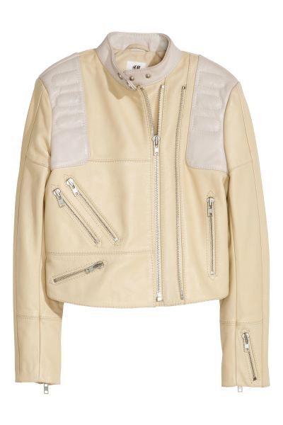 H&M H&M Studio S/S 2016 Beige Leather Women Jacket Size M / US 6-8 / IT 42-44 - 2 Thumbnail