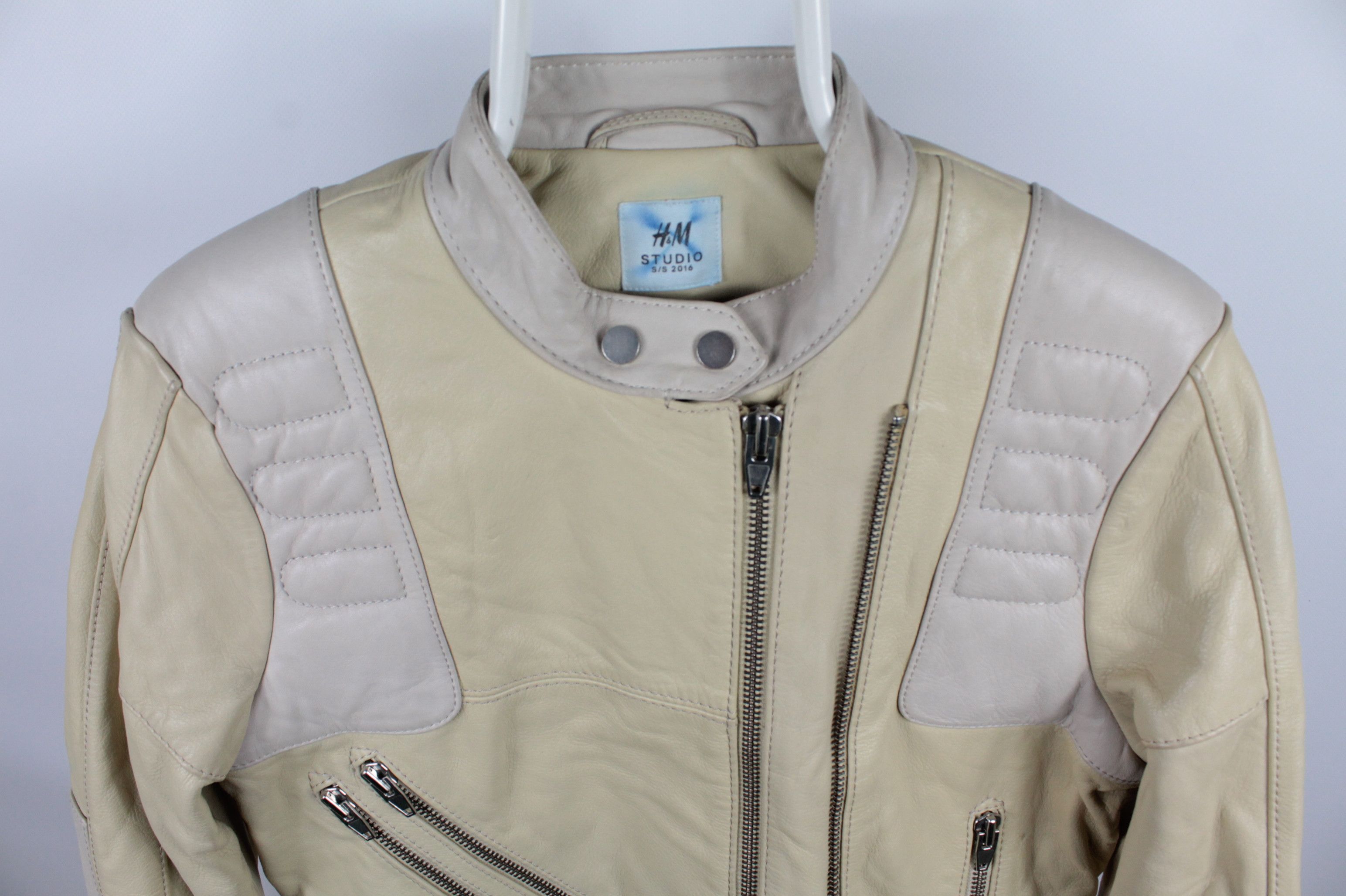 H&M H&M Studio S/S 2016 Beige Leather Women Jacket Size M / US 6-8 / IT 42-44 - 9 Thumbnail