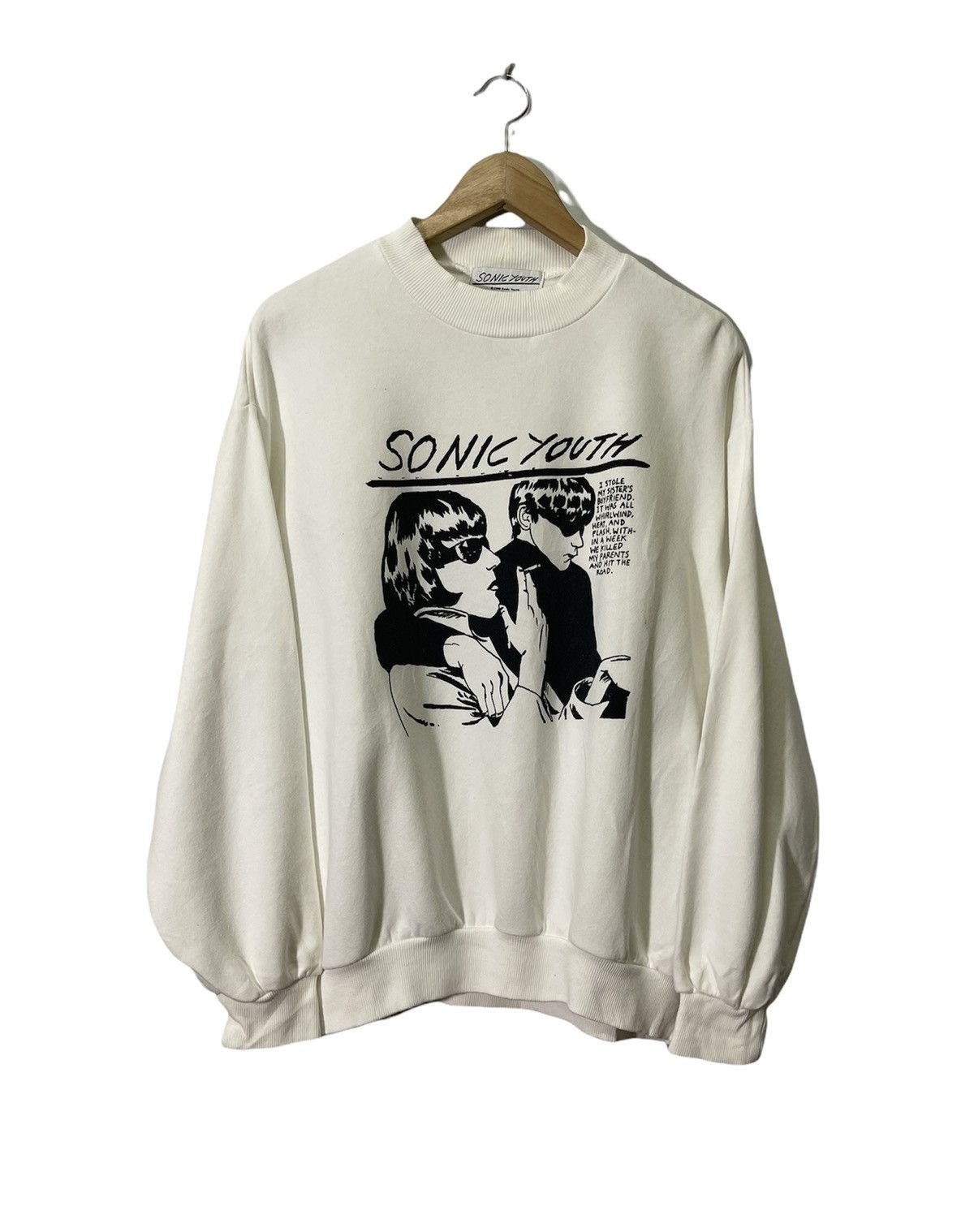 image of Band Tees x Bershka Sonic Youth X Bershka 2018 Sweatshirt in White, Men's (Size Medium)