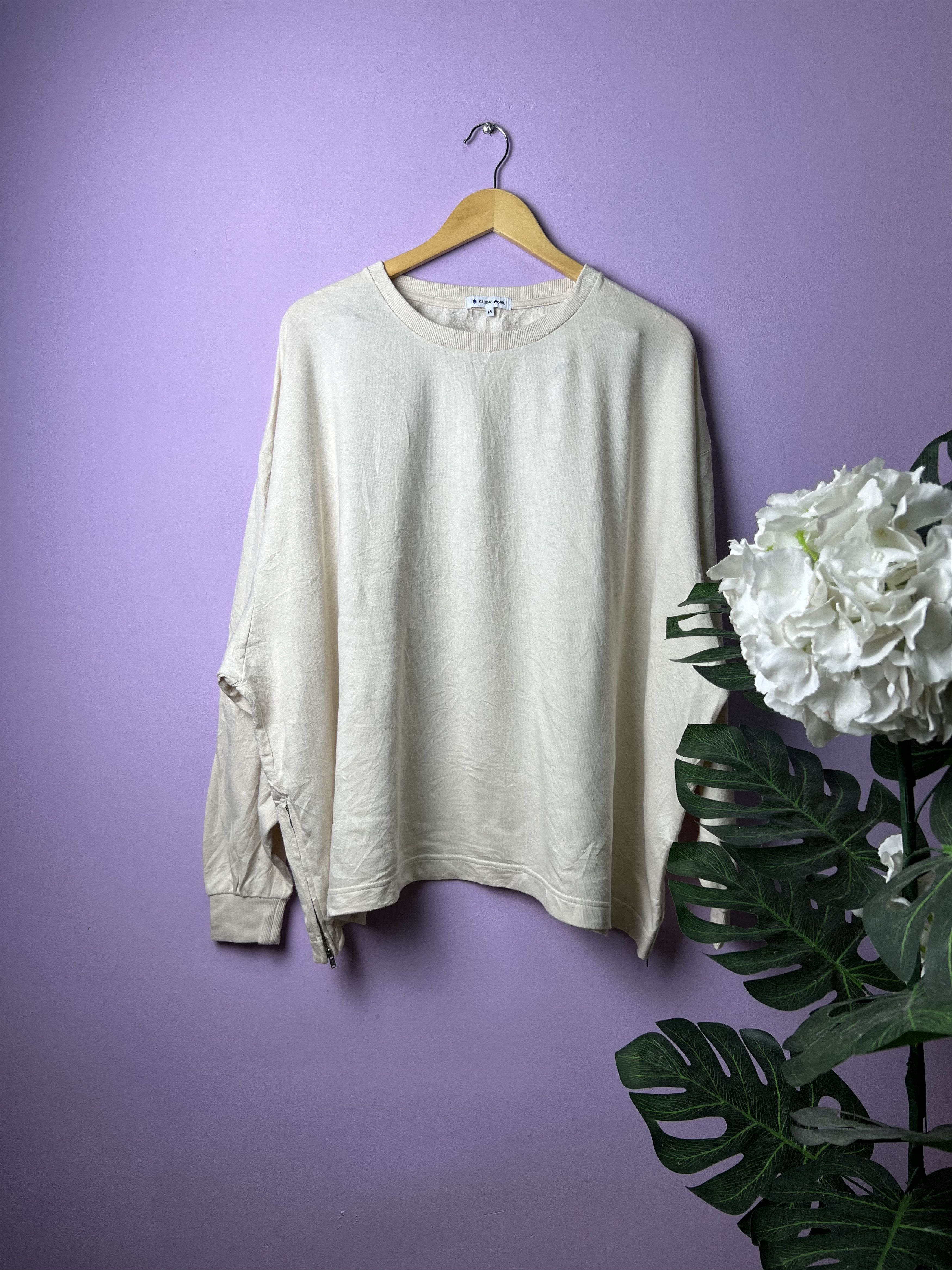 Global Work 🔥Big Size Cream Global Work Long Sleeve Tees Size US XXL / EU 58 / 5 - 1 Thumbnail
