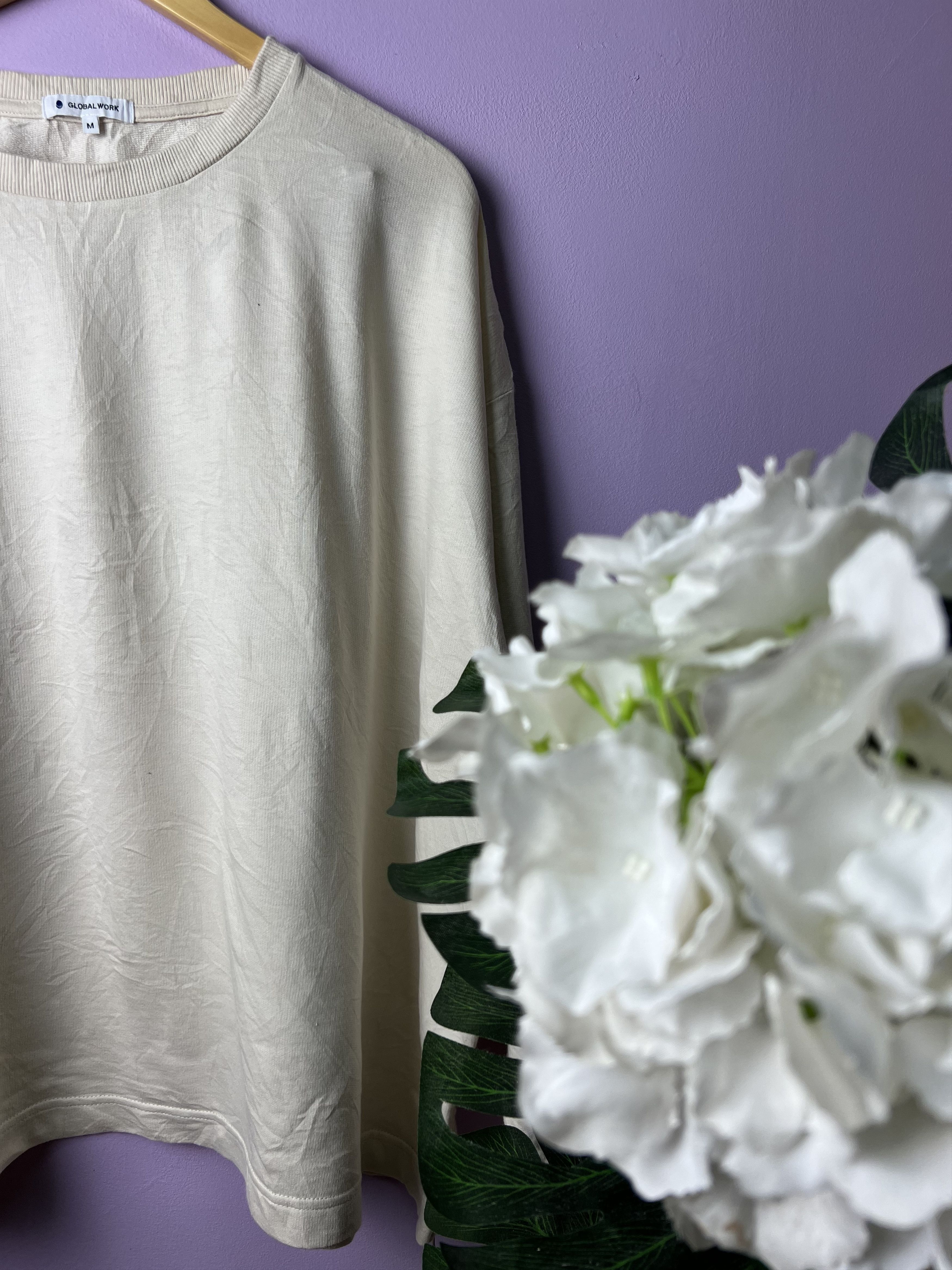 Global Work 🔥Big Size Cream Global Work Long Sleeve Tees Size US XXL / EU 58 / 5 - 6 Thumbnail