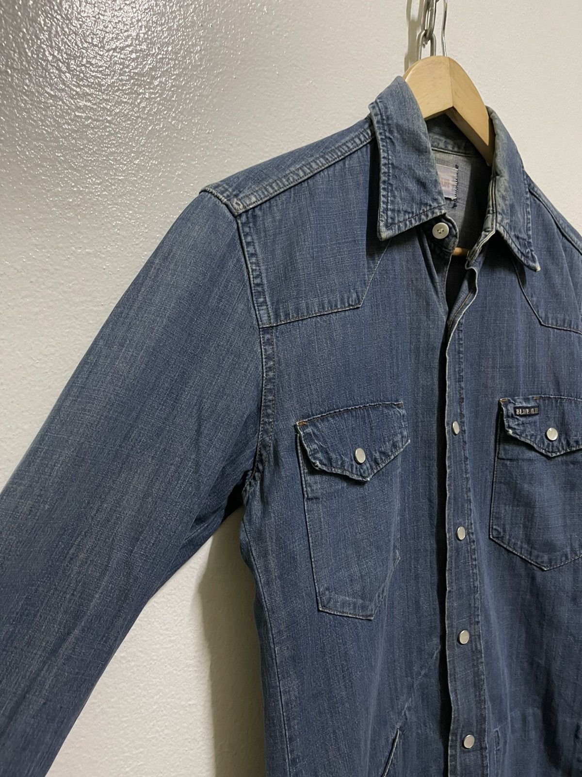Blue Blue Japan × Japanese Brand Blue Blue Western Selvedge Snap Button Shirt Sun Faded Size S / US 4 / IT 40 - 2 Thumbnail