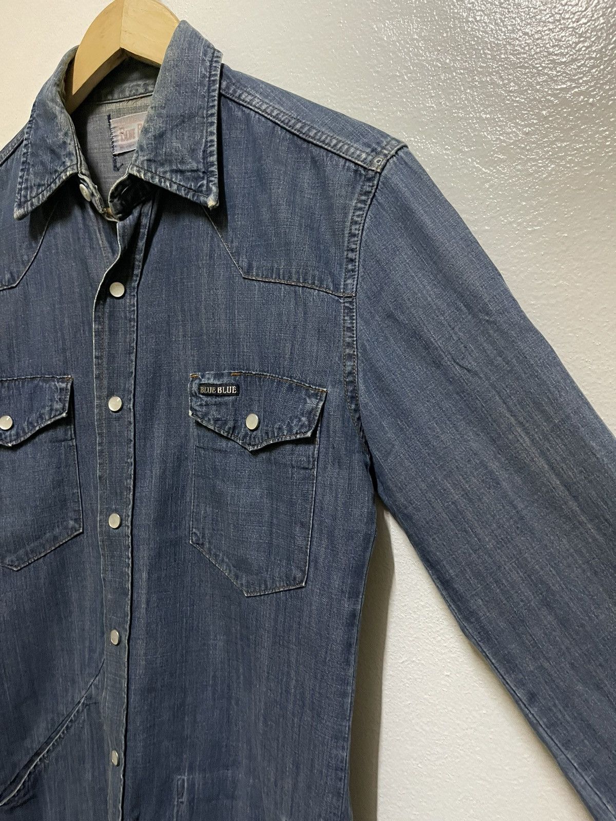 Blue Blue Japan × Japanese Brand Blue Blue Western Selvedge Snap Button Shirt Sun Faded Size S / US 4 / IT 40 - 6 Thumbnail