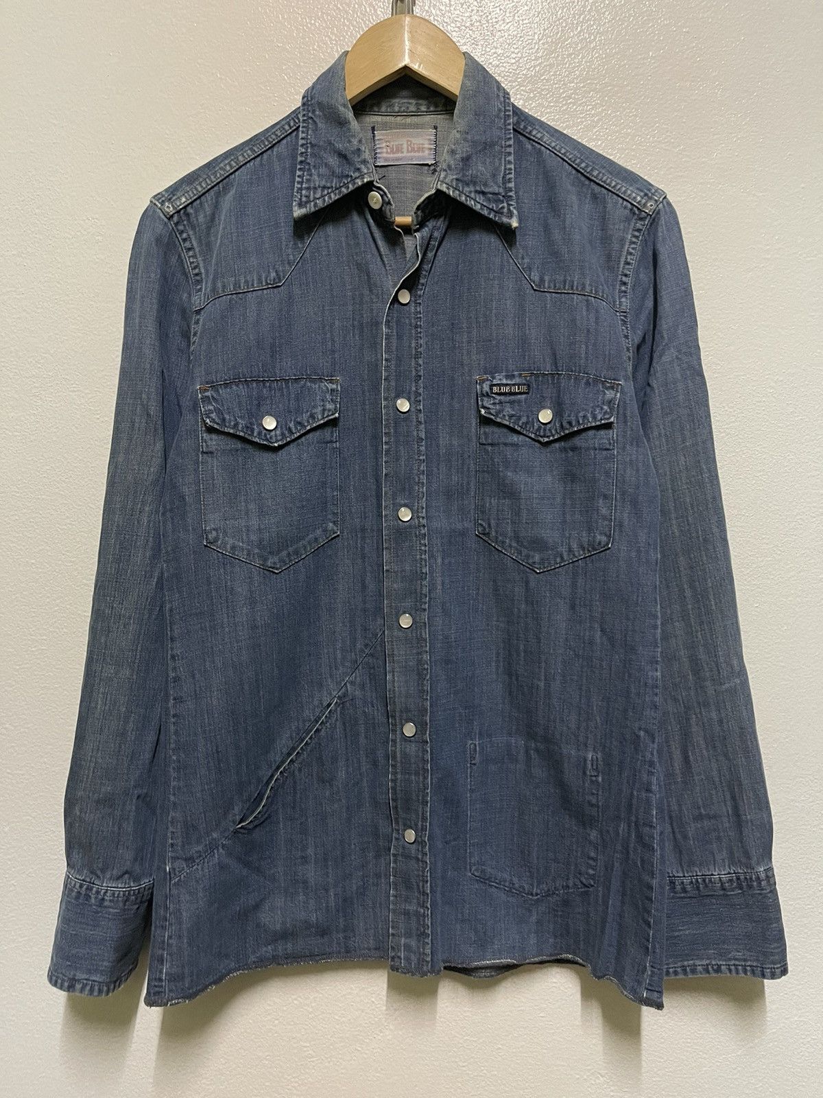 Blue Blue Japan × Japanese Brand Blue Blue Western Selvedge Snap Button Shirt Sun Faded Size S / US 4 / IT 40 - 1 Thumbnail