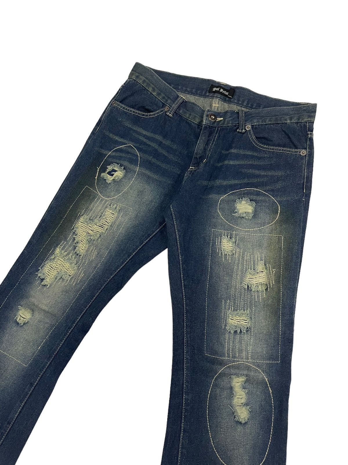 Le Grande Bleu (L.G.B.) DalFellow Japanese Patchwork Flare Jeans Size US 32 / EU 48 - 4 Thumbnail