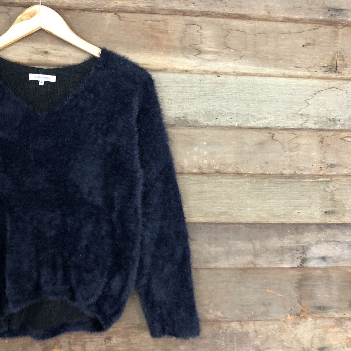 Global Work DLL Global Work Dark Blue shaggy Mohair Knitwear #c1058 Size US S / EU 44-46 / 1 - 5 Thumbnail