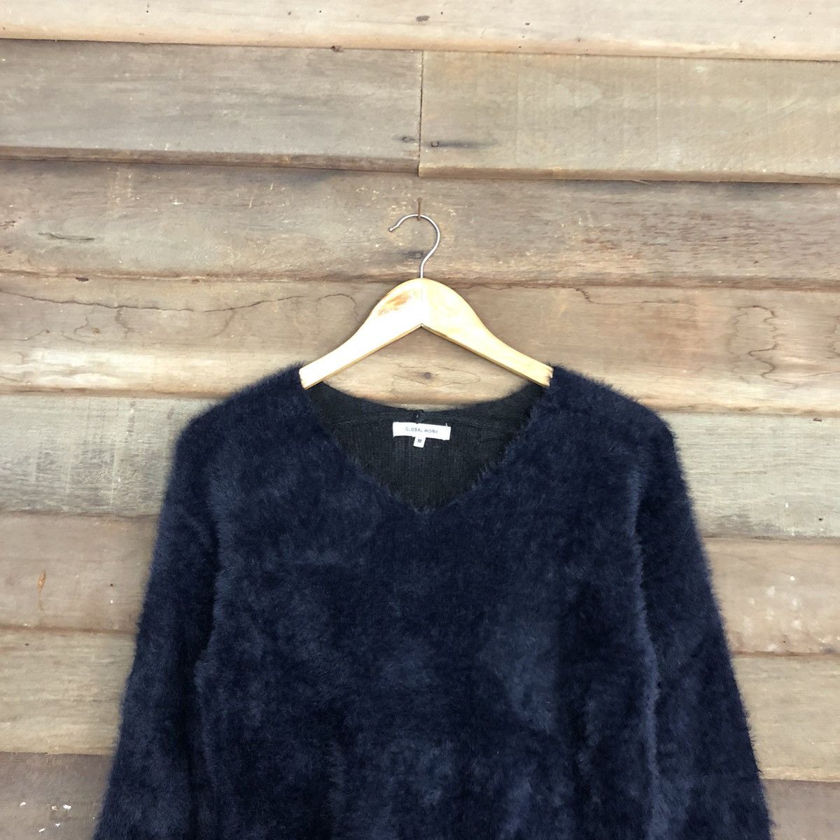 Global Work DLL Global Work Dark Blue shaggy Mohair Knitwear #c1058 Size US S / EU 44-46 / 1 - 2 Thumbnail