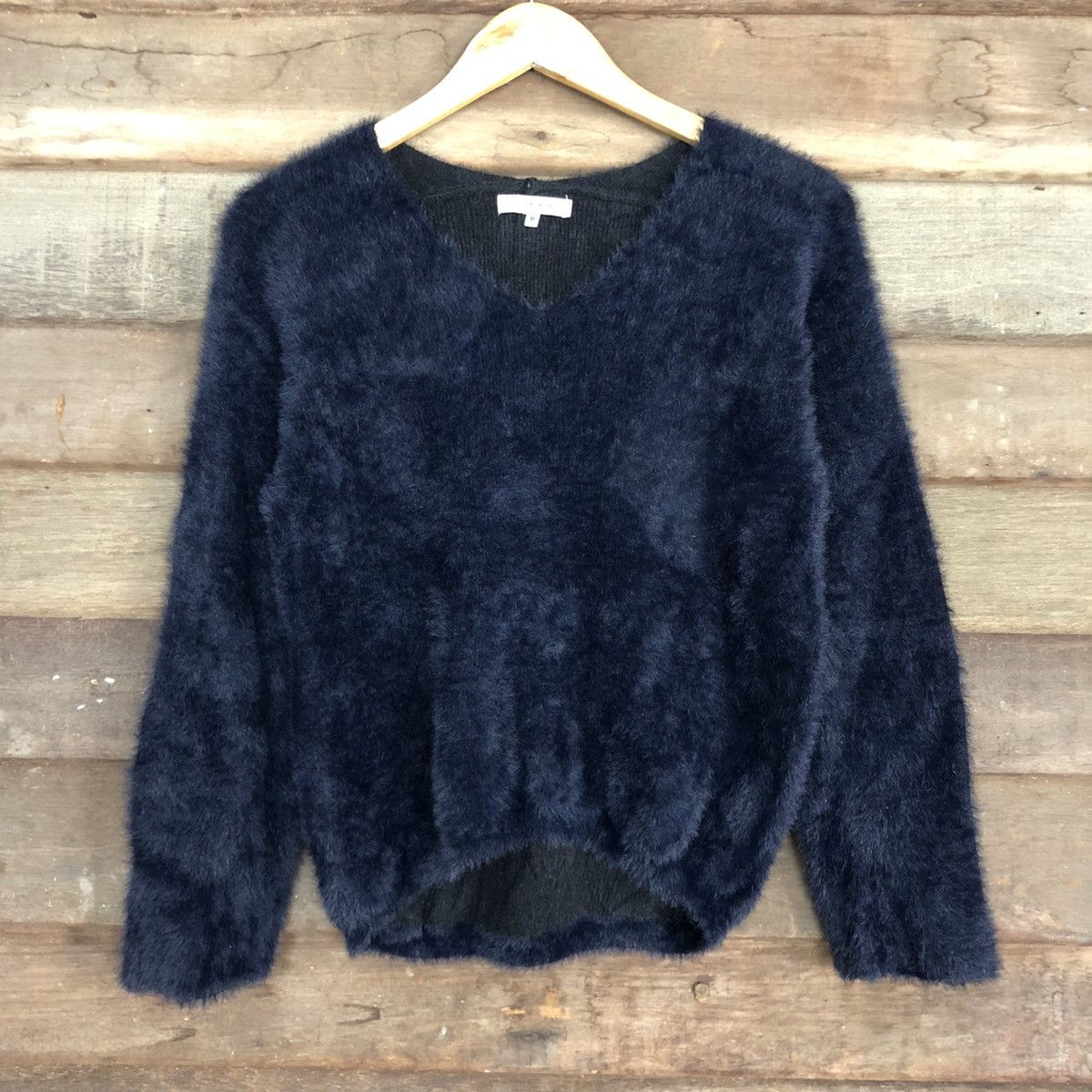 Global Work DLL Global Work Dark Blue shaggy Mohair Knitwear #c1058 Size US S / EU 44-46 / 1 - 8 Thumbnail