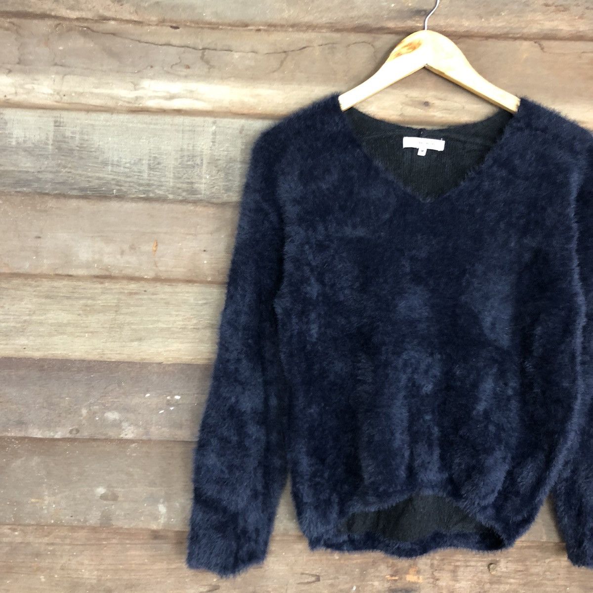 Global Work DLL Global Work Dark Blue shaggy Mohair Knitwear #c1058 Size US S / EU 44-46 / 1 - 7 Thumbnail