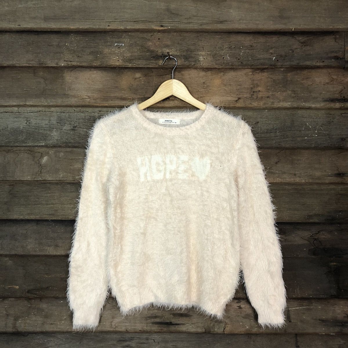 Homespun Knitwear × Japanese Brand Sospita Light Orange Mohair shag shaggy Knitwear #c1035 Size US S / EU 44-46 / 1 - 1 Thumbnail