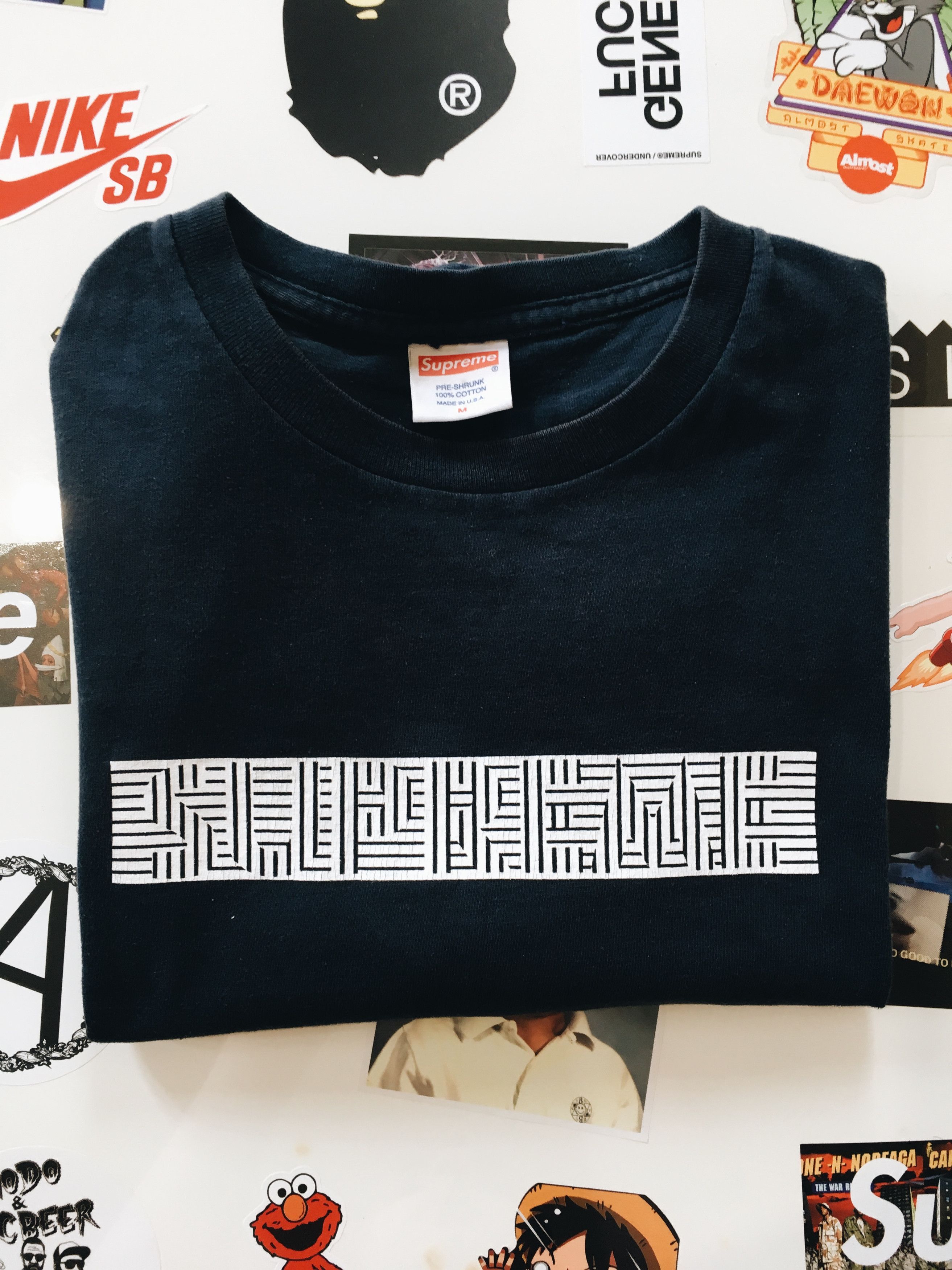 Supreme Supreme Optical Illusion Box Logo Tee Navy Size US M / EU 48-50 / 2 - 4 Thumbnail