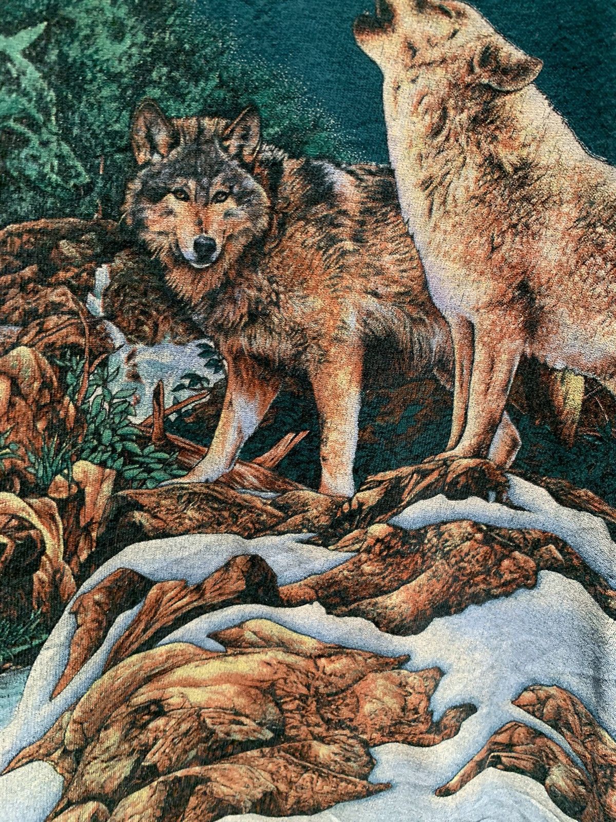 RARE* Vintage Wolf Wolves AOP Single Stitch USA-Made Shirt, image size:1200x1600