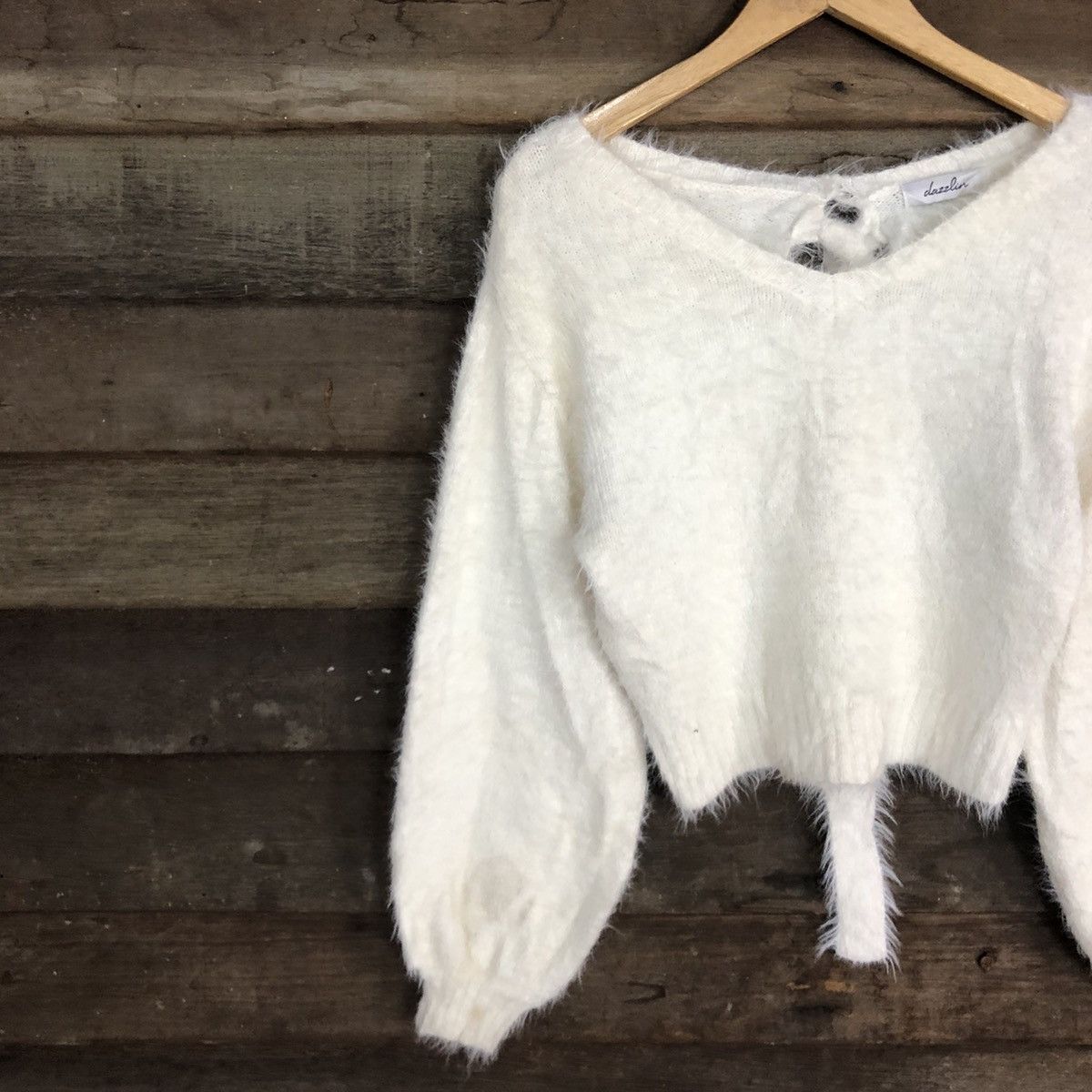Homespun Knitwear Dazzlin White Mohair fur Shag Shaggy Knitwear #c1036 Size S / US 4 / IT 40 - 7 Thumbnail