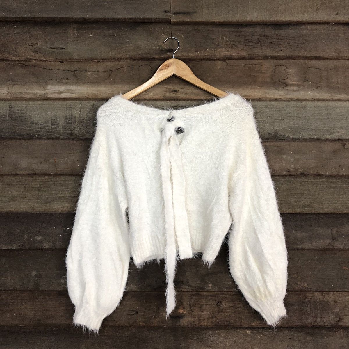 Homespun Knitwear Dazzlin White Mohair fur Shag Shaggy Knitwear #c1036 Size S / US 4 / IT 40 - 11 Thumbnail