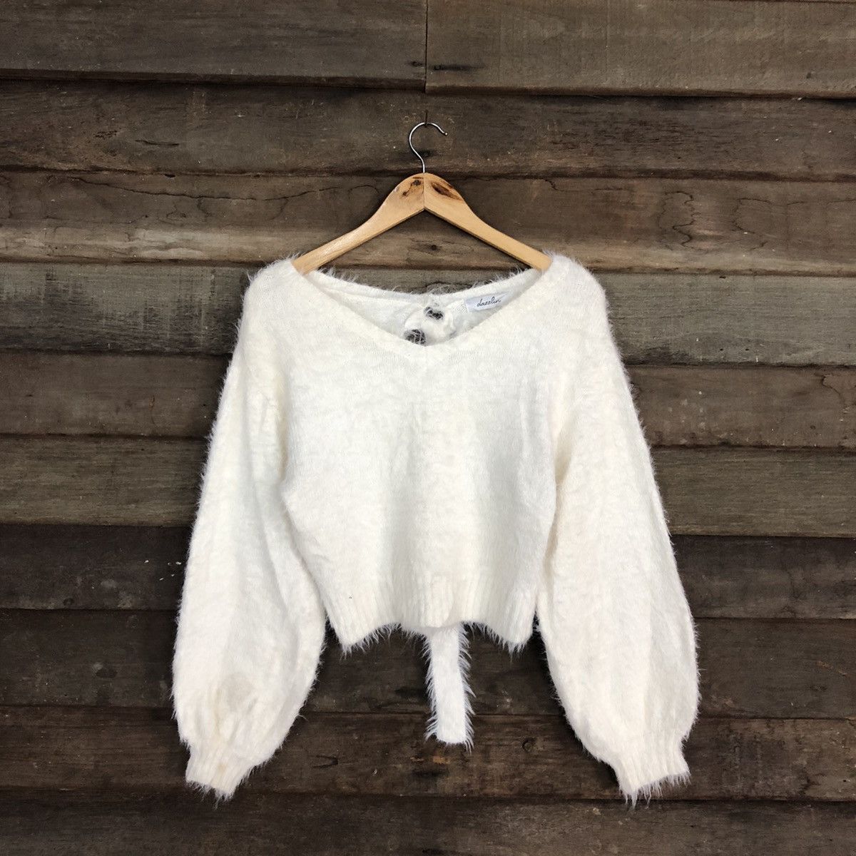 Homespun Knitwear Dazzlin White Mohair fur Shag Shaggy Knitwear #c1036 Size S / US 4 / IT 40 - 3 Thumbnail