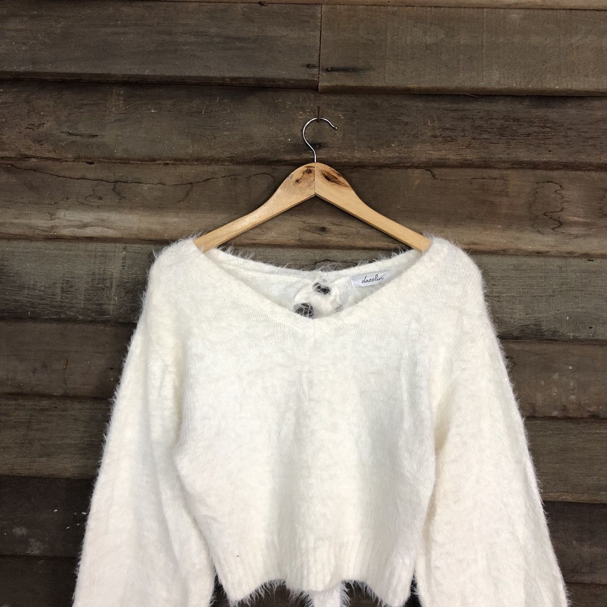 Homespun Knitwear Dazzlin White Mohair fur Shag Shaggy Knitwear #c1036 Size S / US 4 / IT 40 - 2 Thumbnail