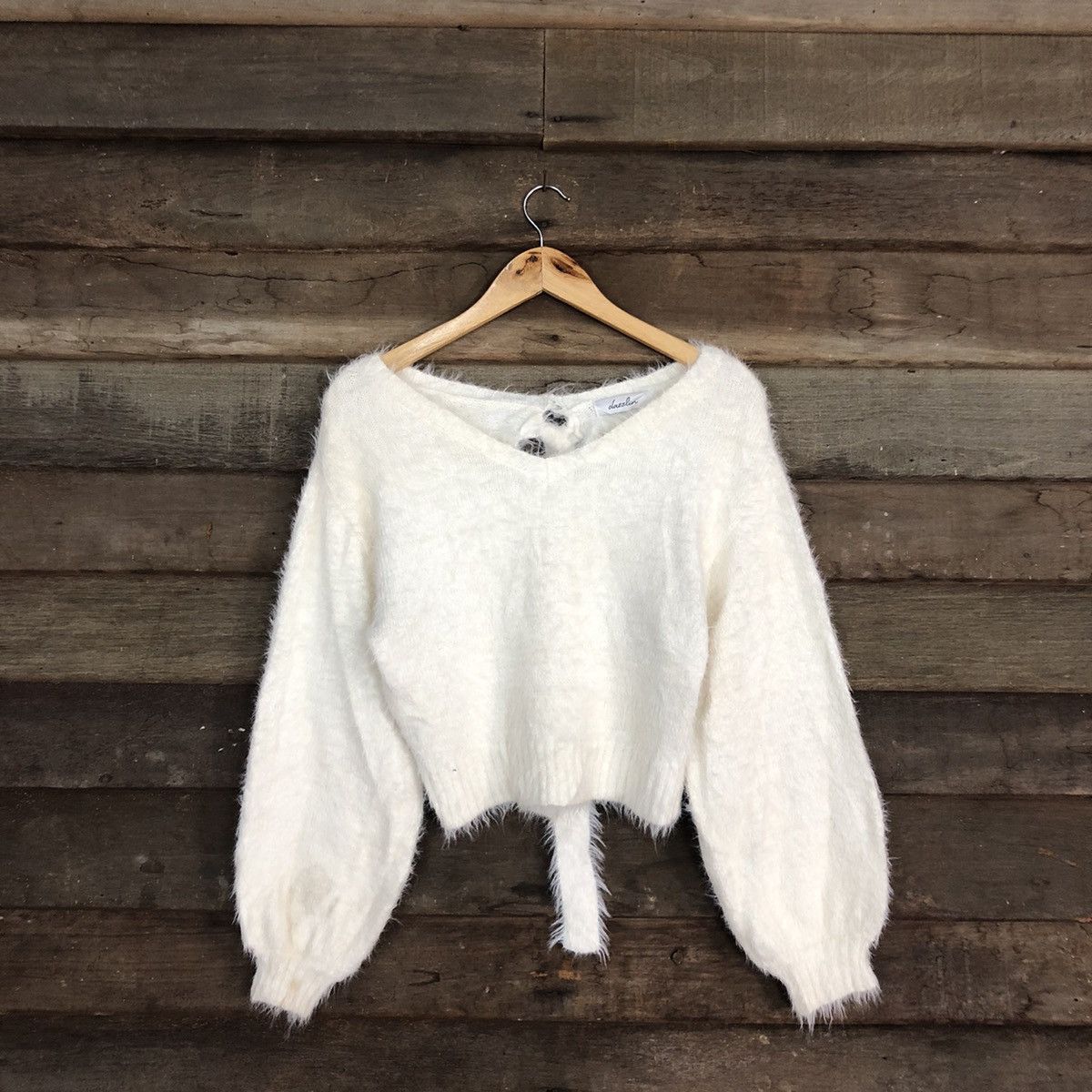 Homespun Knitwear Dazzlin White Mohair fur Shag Shaggy Knitwear #c1036 Size S / US 4 / IT 40 - 1 Thumbnail