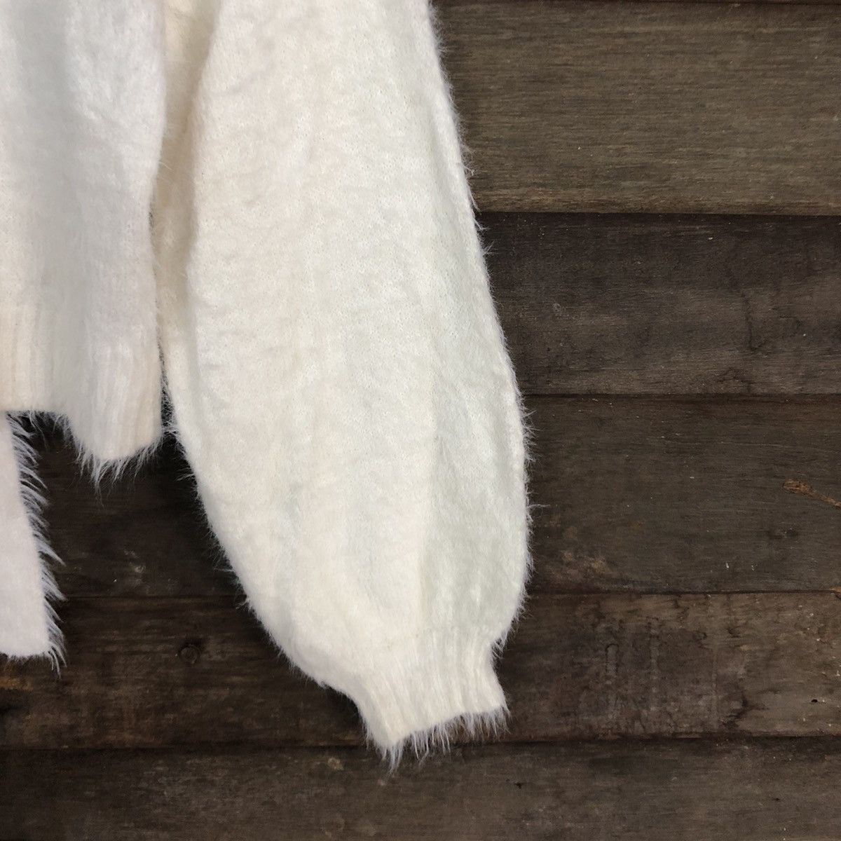 Homespun Knitwear Dazzlin White Mohair fur Shag Shaggy Knitwear #c1036 Size S / US 4 / IT 40 - 4 Thumbnail