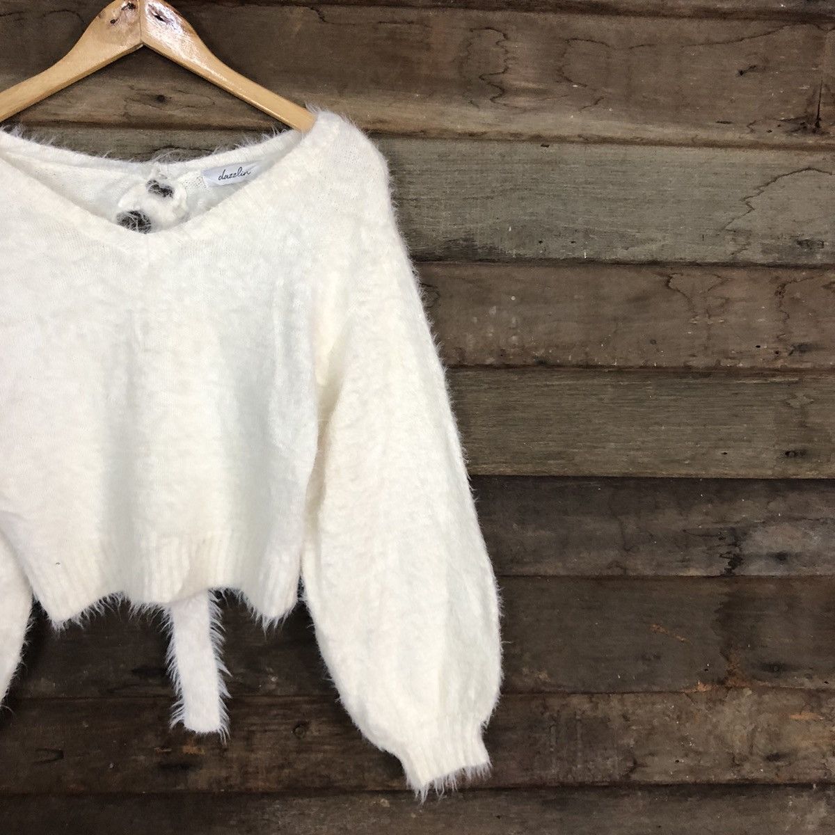 Homespun Knitwear Dazzlin White Mohair fur Shag Shaggy Knitwear #c1036 Size S / US 4 / IT 40 - 5 Thumbnail