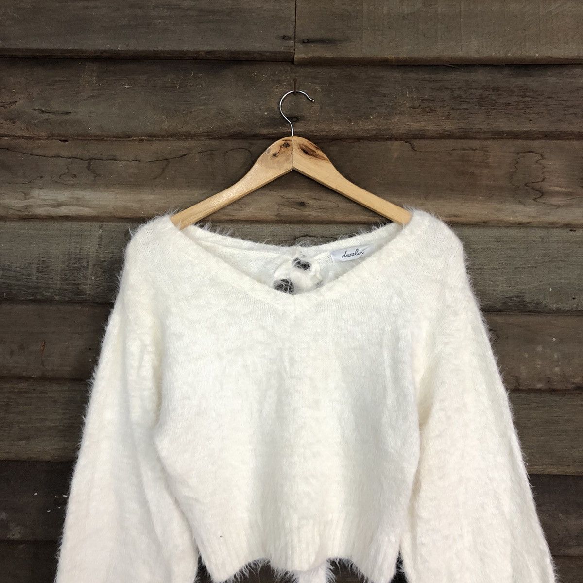 Homespun Knitwear Dazzlin White Mohair fur Shag Shaggy Knitwear #c1036 Size S / US 4 / IT 40 - 9 Thumbnail