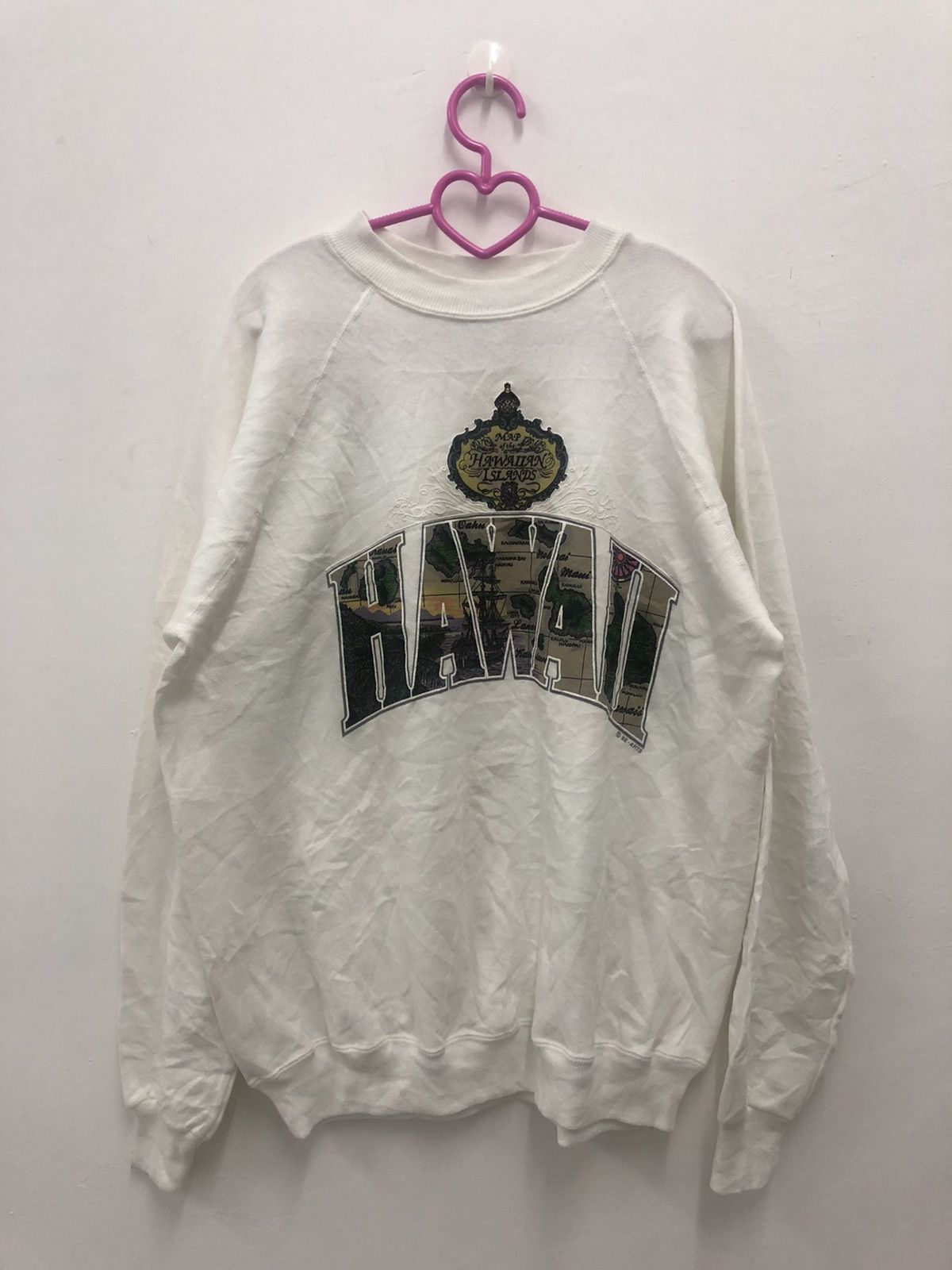 Hanes Vintage 90s HAWAII Map of The Hawaiian Islands Sweatshirt Size US L / EU 52-54 / 3 - 1 Thumbnail