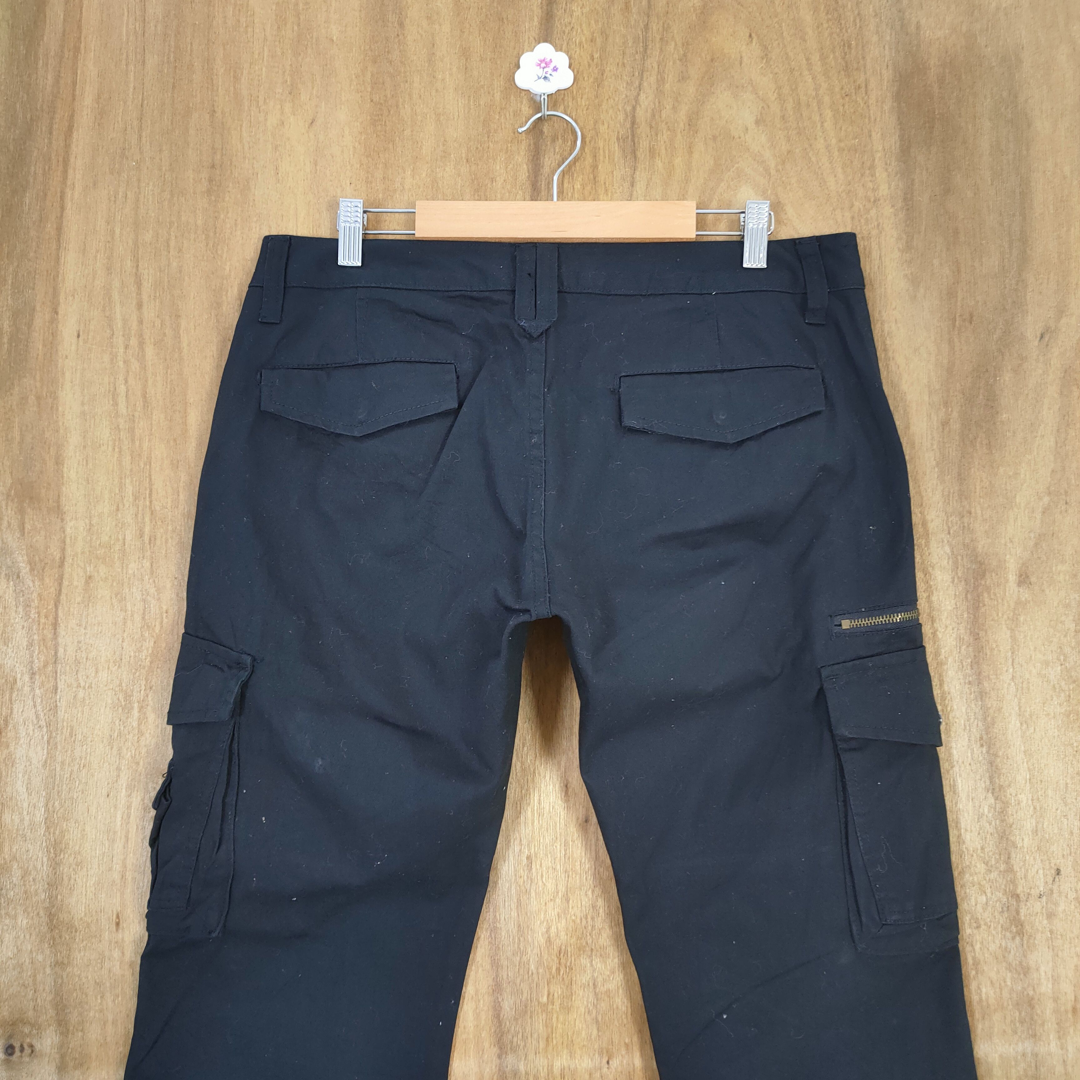 Roots VINTAGE ROOT THREE BLACK BOOTCUT FLARED CARGO PANTS Size US 34 / EU 50 - 11 Thumbnail