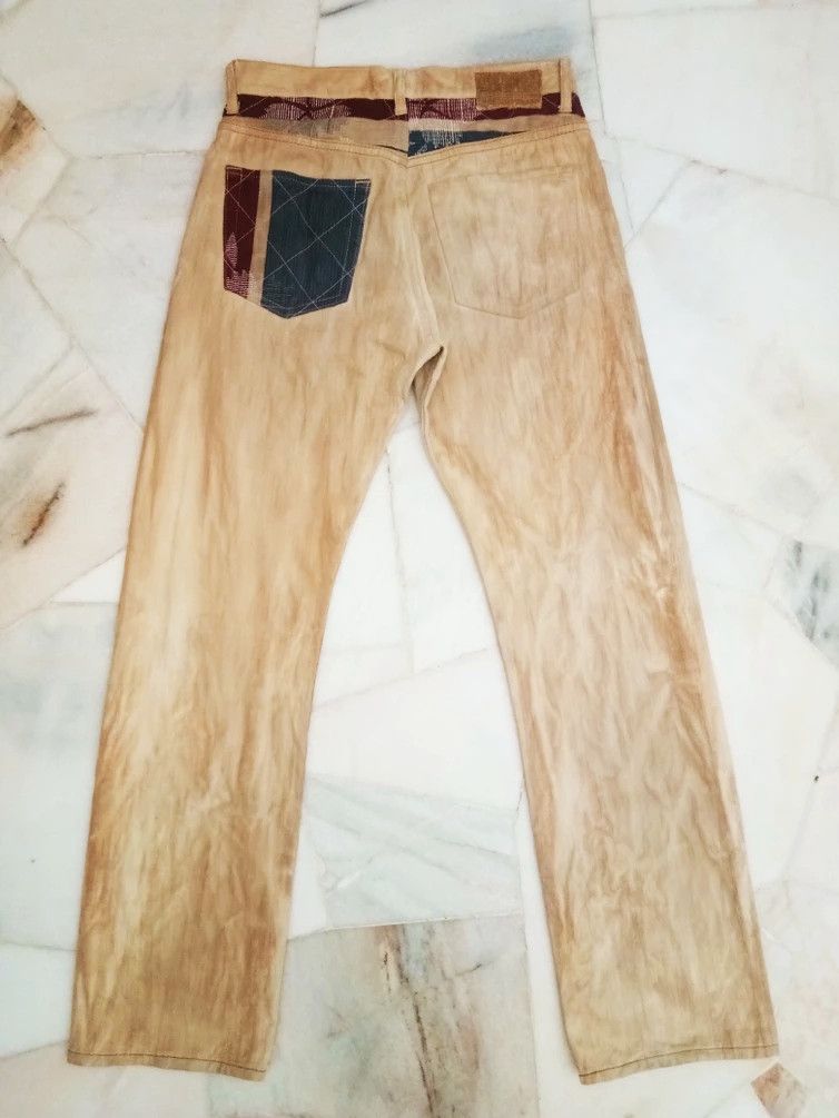 Japanese Brand MIZRA KYOTO HANDMADE JAPANESE WAGARA BROWN WASHED DENIM Size US 30 / EU 46 - 2 Thumbnail