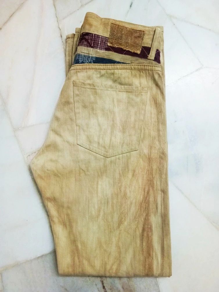 Japanese Brand MIZRA KYOTO HANDMADE JAPANESE WAGARA BROWN WASHED DENIM Size US 30 / EU 46 - 13 Thumbnail