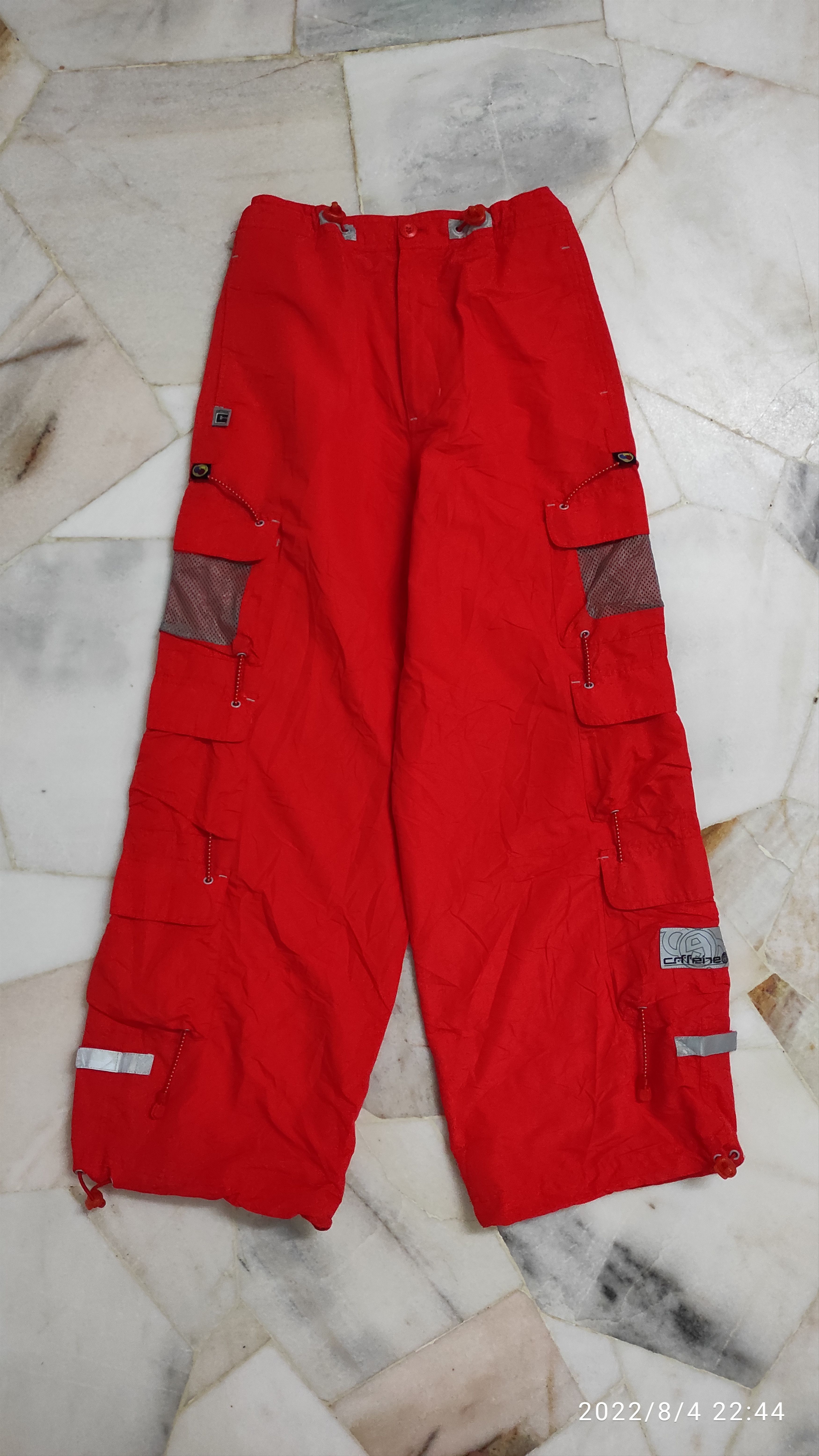 caffeine 1990s raver reflective 3M multi pocket pants