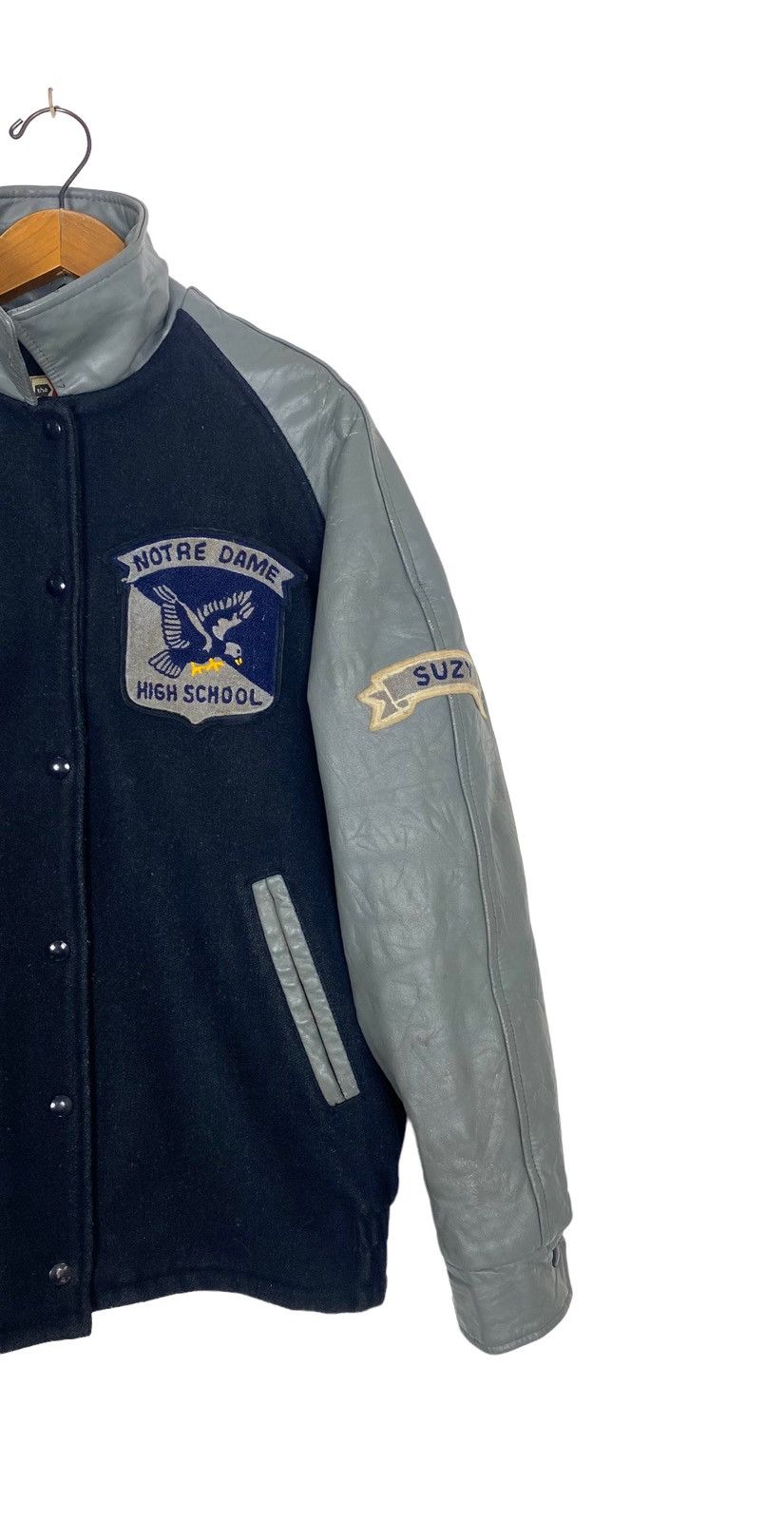 Vintage Vtg Notre Dame High School Suzy Wool Leather Varsity Jacket Size XL / US 12-14 / IT 48-50 - 3 Thumbnail