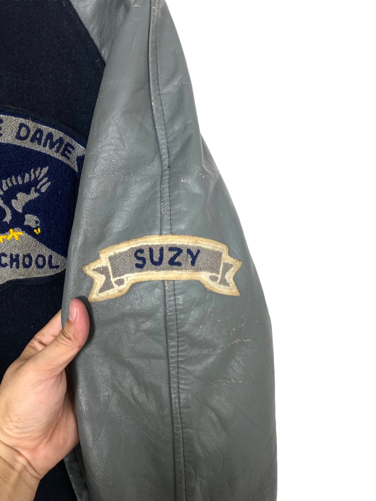 Vintage Vtg Notre Dame High School Suzy Wool Leather Varsity Jacket Size XL / US 12-14 / IT 48-50 - 4 Thumbnail