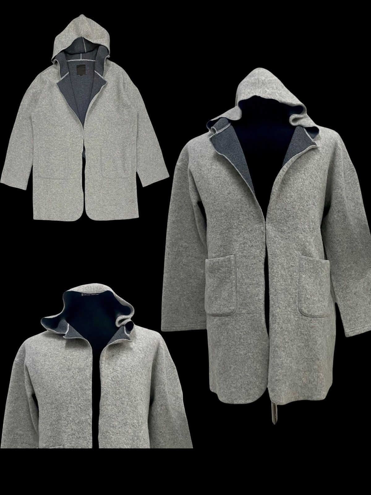 Designer × Homespun Knitwear VINTAGE MODERN MATURITA FLEECE CARDIGAN WITH HOODIE Size M / US 6-8 / IT 42-44 - 1 Thumbnail