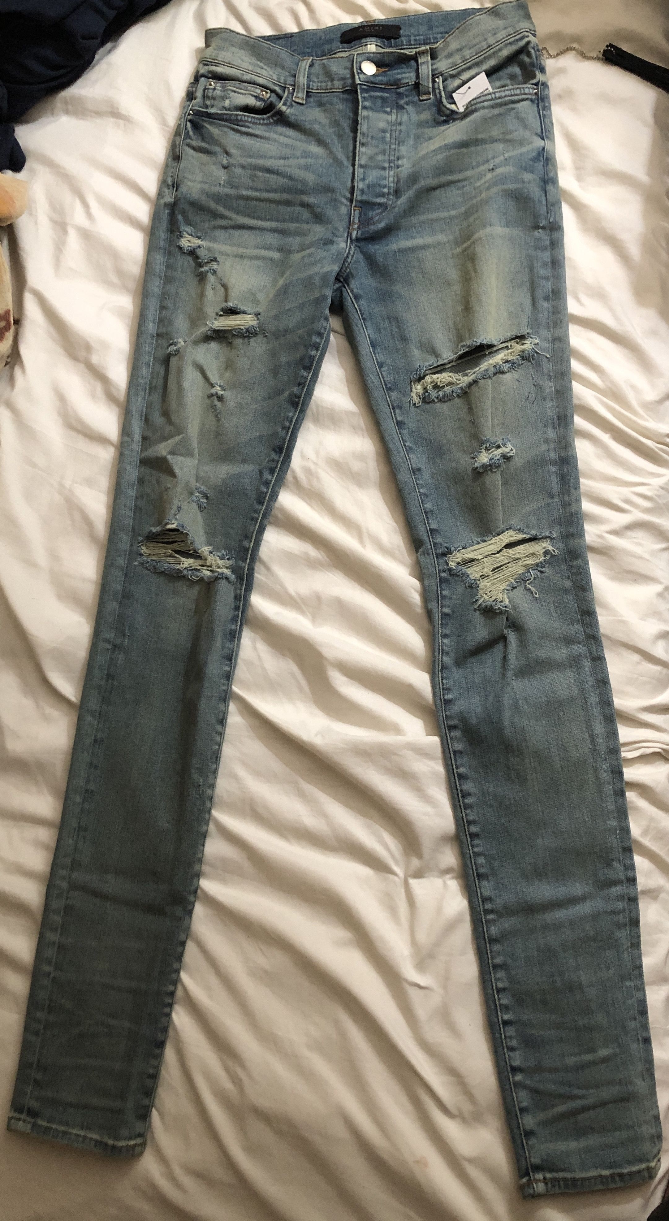 image of Amiri Thrasher Classic Jean Dust Indigo Distressed Italy, Men's (Size 30)