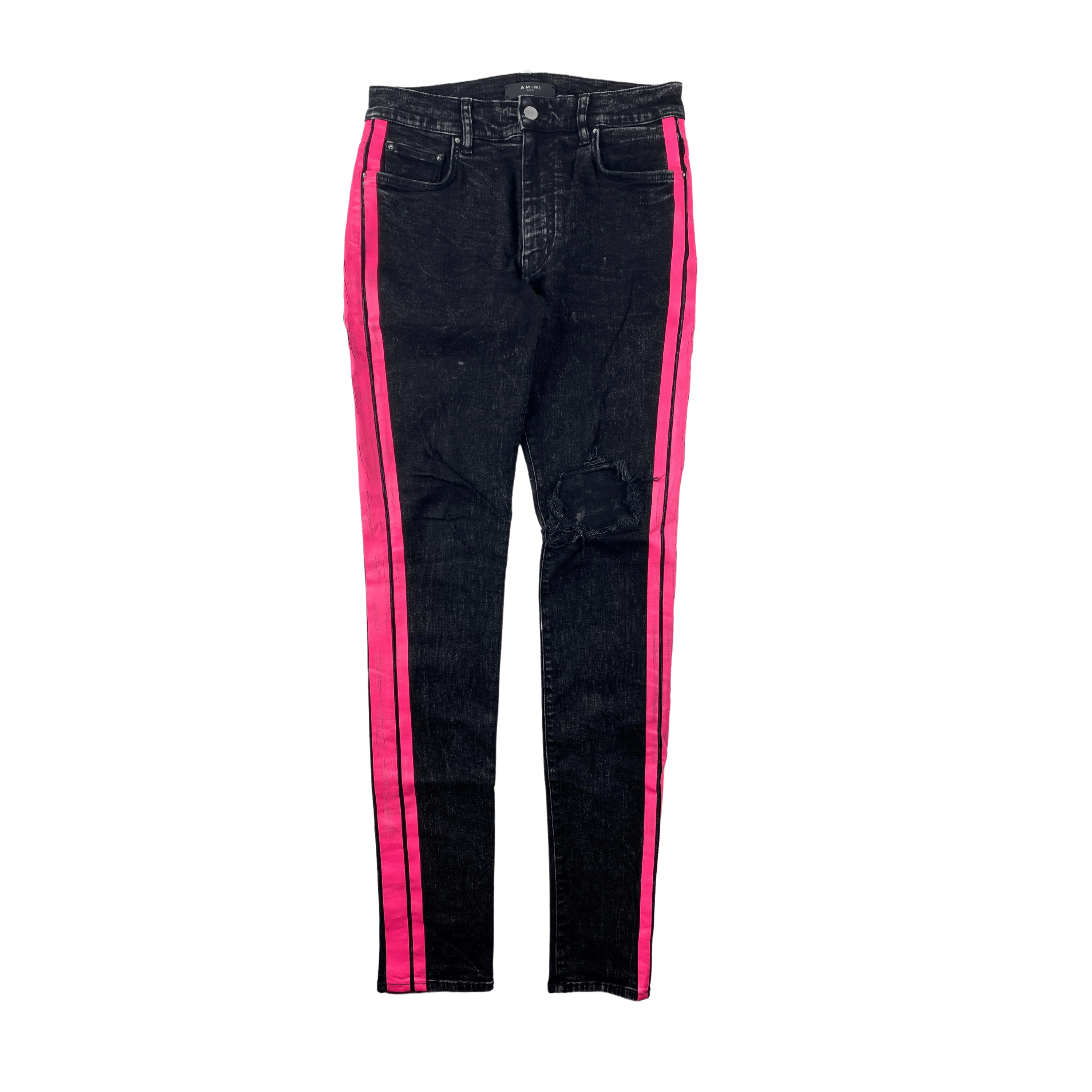 Amiri Amiri Pink on Grey Side Track Jeans Size US 31 - 2 Thumbnail