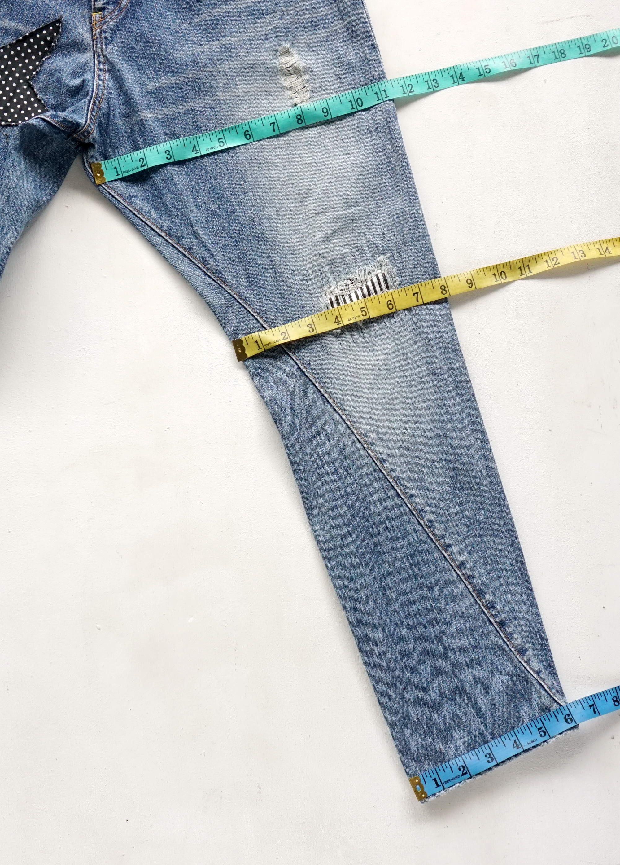 Japanese Brand EHYPHEN World Gallery Distressed & Patched High Waist Jeans Size 26" / US 2 / IT 38 - 17 Thumbnail