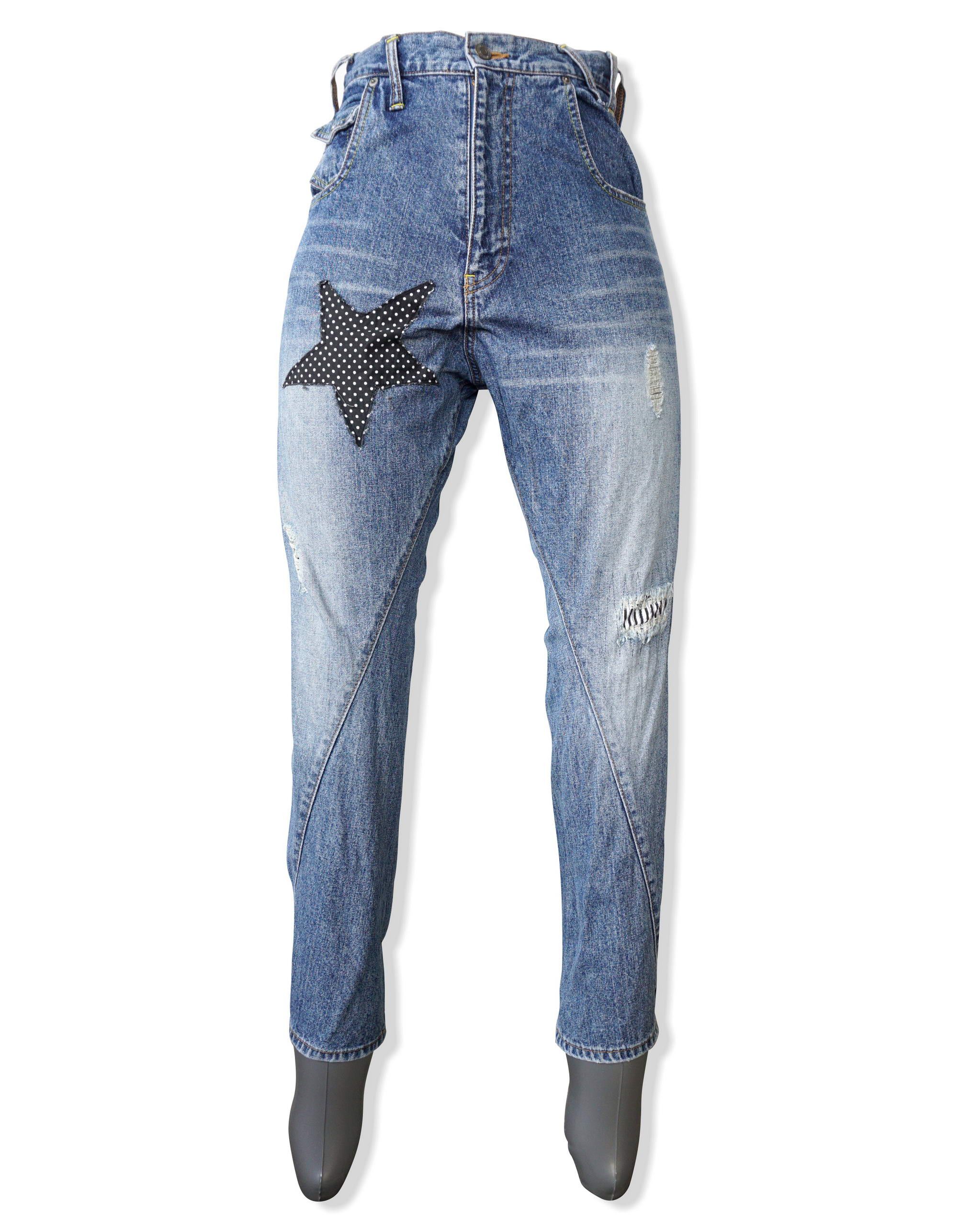 Japanese Brand EHYPHEN World Gallery Distressed & Patched High Waist Jeans Size 26" / US 2 / IT 38 - 3 Thumbnail